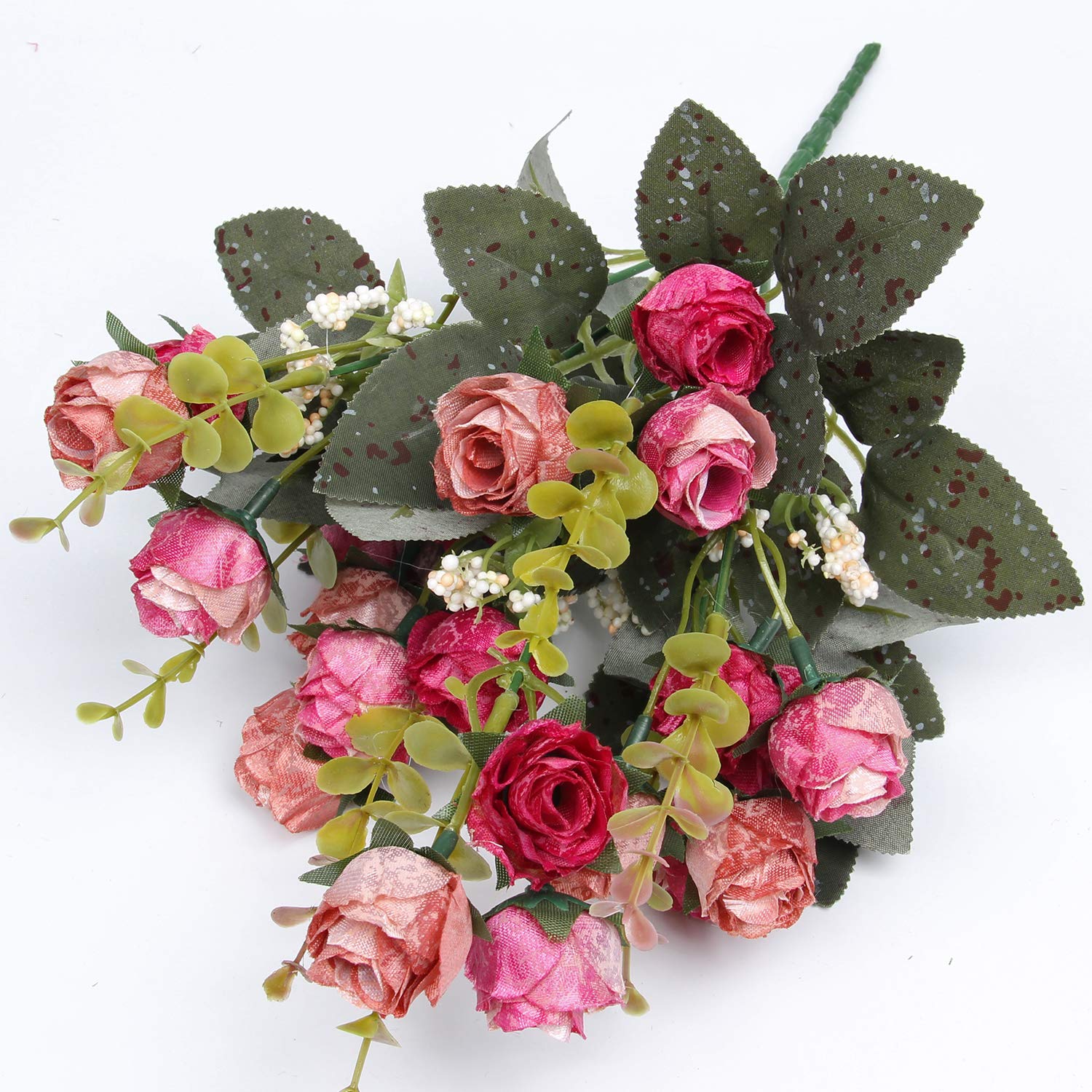 21 Heads Silk Rose Bouquet - Artificial Mini Roses for DIY Wedding Bouquets, Bridal Shower Centerpieces, Home Decor (Pack of 4, Rose Red) | Perfect for Wedding Decorations, Table Centerpieces, and Romantic Home Accents