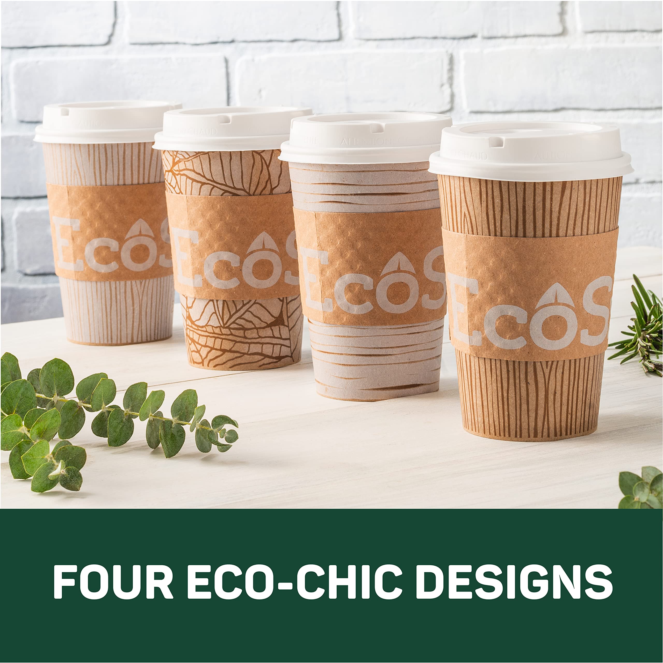 Dixie EcoSmart 16 Oz Recycled Fiber Paper Coffee Cups with Lids - 96 Count (Pack of 6) - 100% Recyclable Hot Beverage Cups for Coffee, Tea, and Hot Chocolate - Perfect for Offices, Cafes, and Home Use