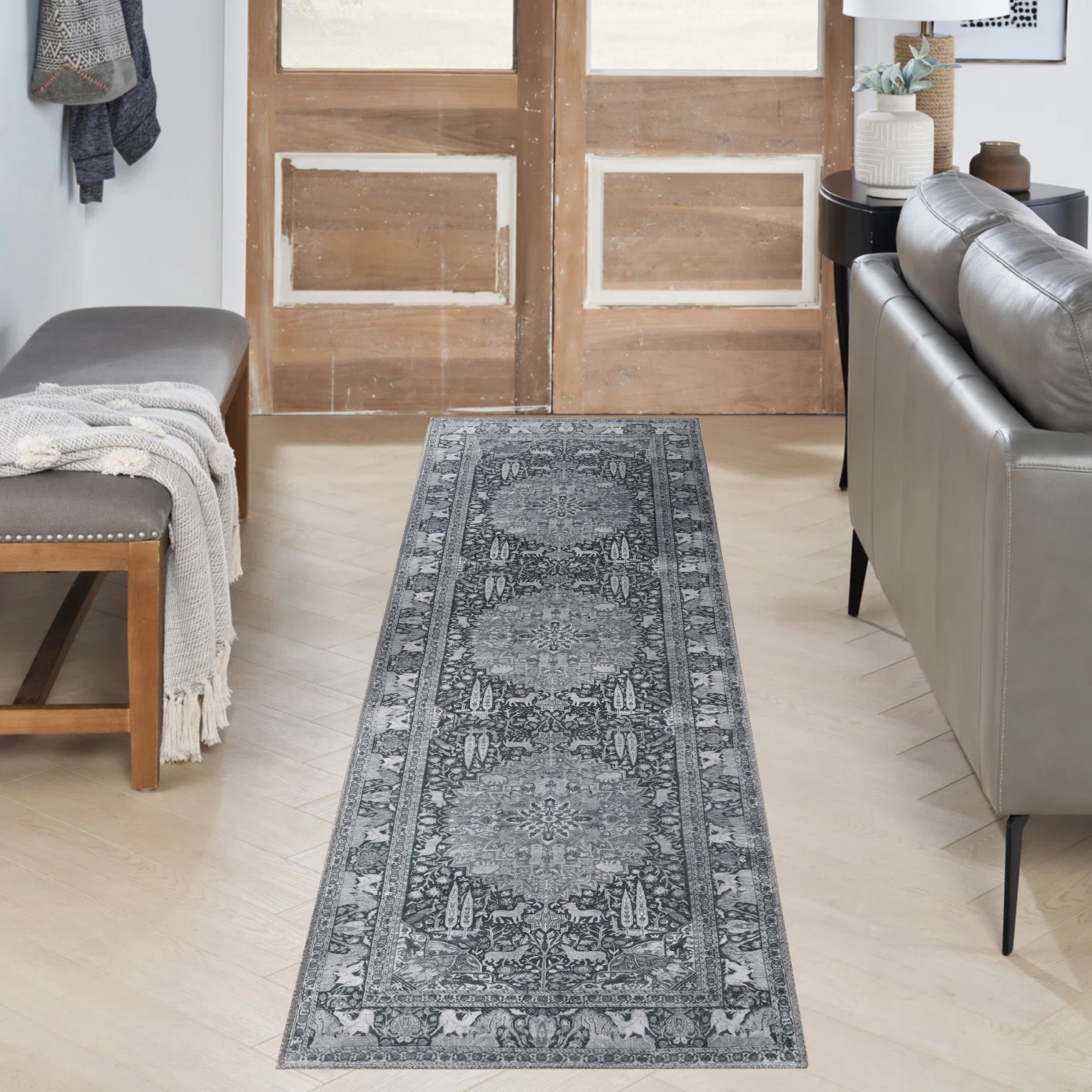Bohemian Oriental Medallion Wildlife Indoor Area Rug or Runner - Non-Slip, Soft & Durable - Perfect for Living Room, Bedroom, or Hallway Decor