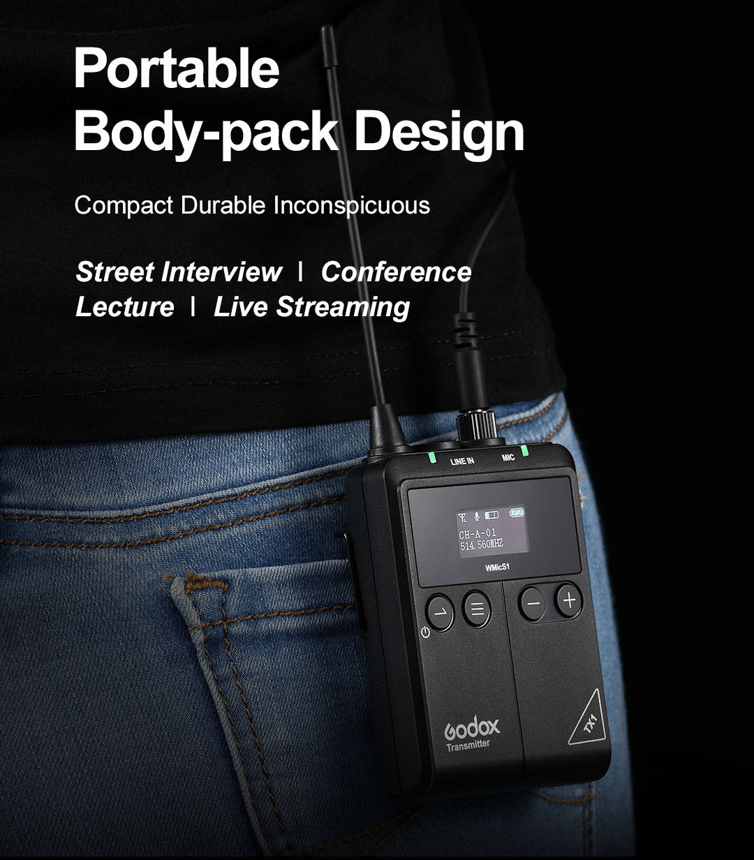 Godox WMicS1 Wireless Lavalier Microphone System Kit - Professional Clip-On Mic for YouTube, Vlogging, Interviews & Live Streaming
