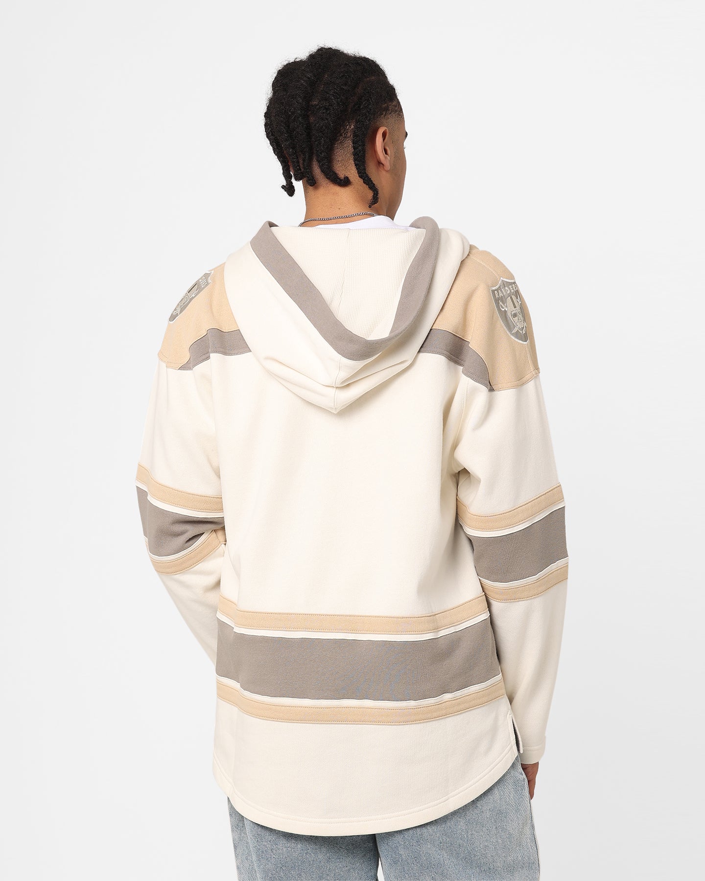 47 Brand Las Vegas Raiders Superior Lacer Hoodie - Cream/Khaki - Men's Pullover Sweatshirt for NFL Fans, Game Day & Casual Wear