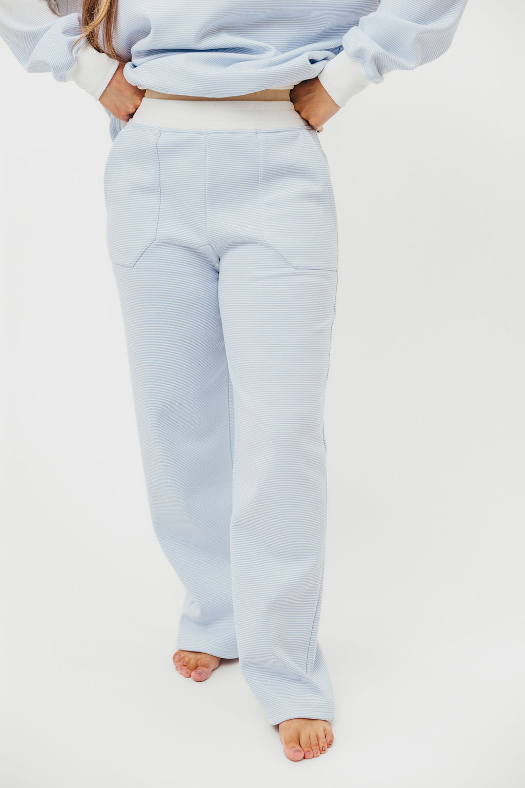 Nixon Mini Striped Sweatpants for Women - Blue and White Casual Joggers | Lounge, Yoga, Running & Travel Comfort Pants