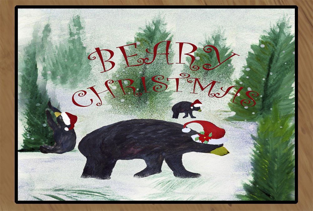 Beary Christmas Area Rugs 36x60 - Holiday Non-Slip Floor Mats for Living Room, Bedroom, Entryway - Festive Christmas Decor & Cozy Home Accent