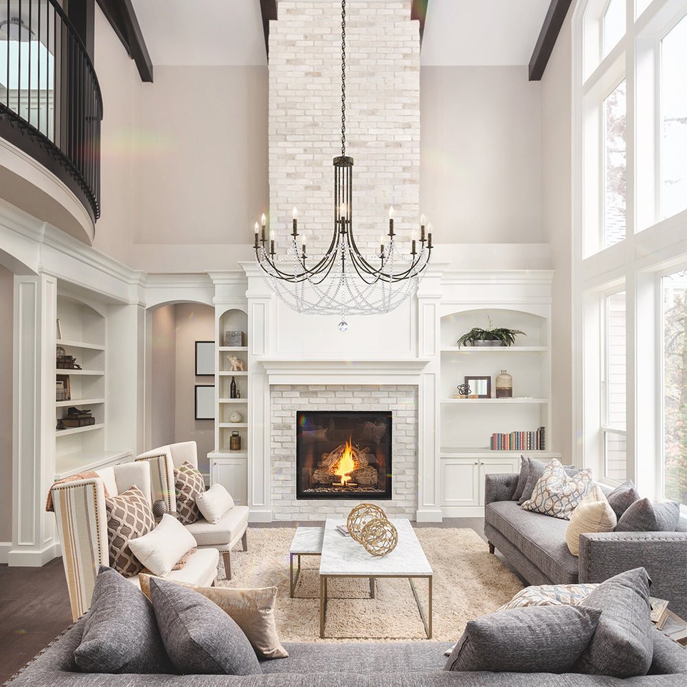 16-Light Crystal Chandelier for Dining Room - Elegant Modern Ceiling Light Fixture with Glass Shades - Perfect for Home, Restaurant, and Wedding Decor