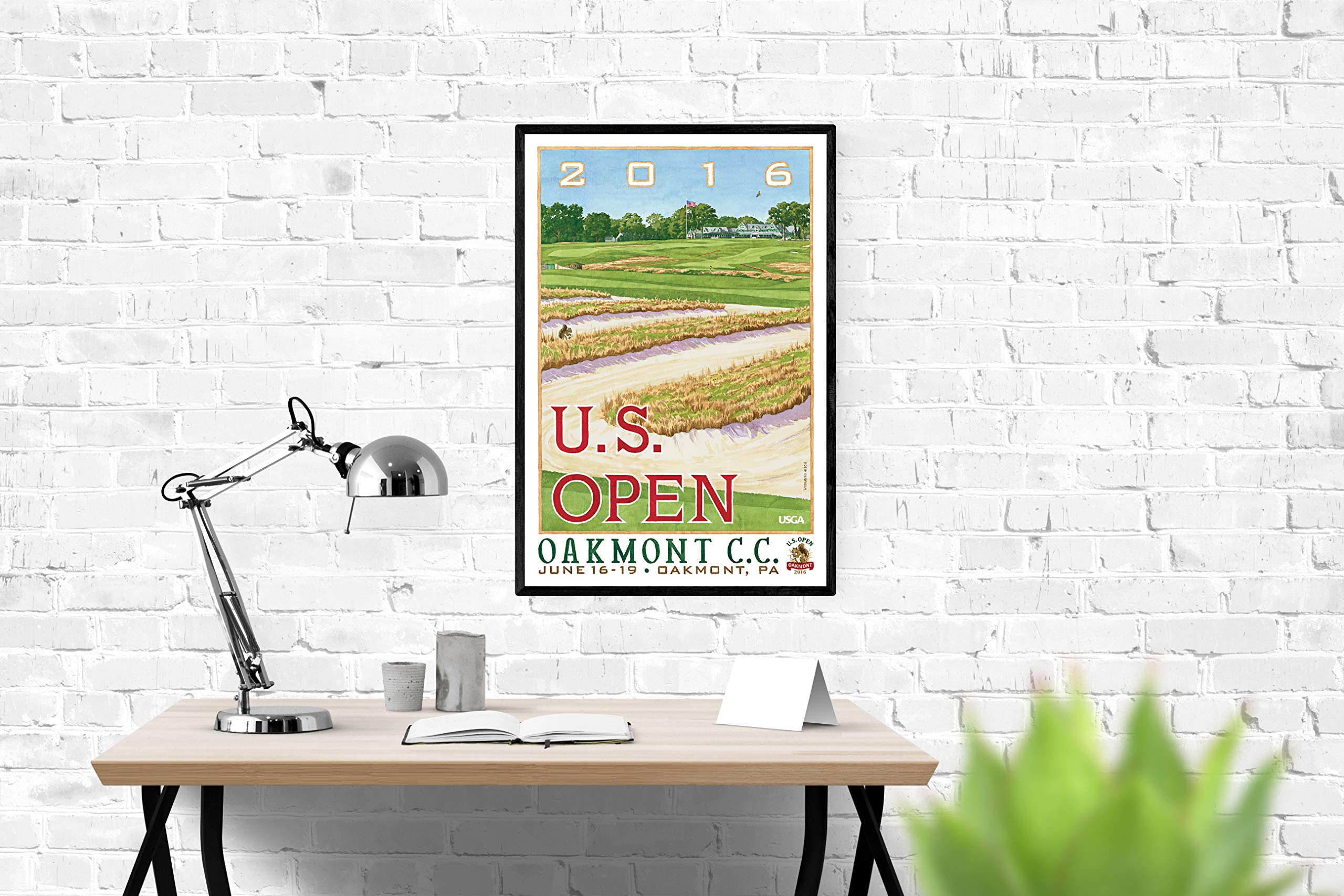 Lee Wybranski Official Golf Art - 2012 U.S. Open Championship at Olympic Club - 20x30 Inch Framed Canvas Print - Perfect Golf Gift for Men - Home & Office Wall Decor