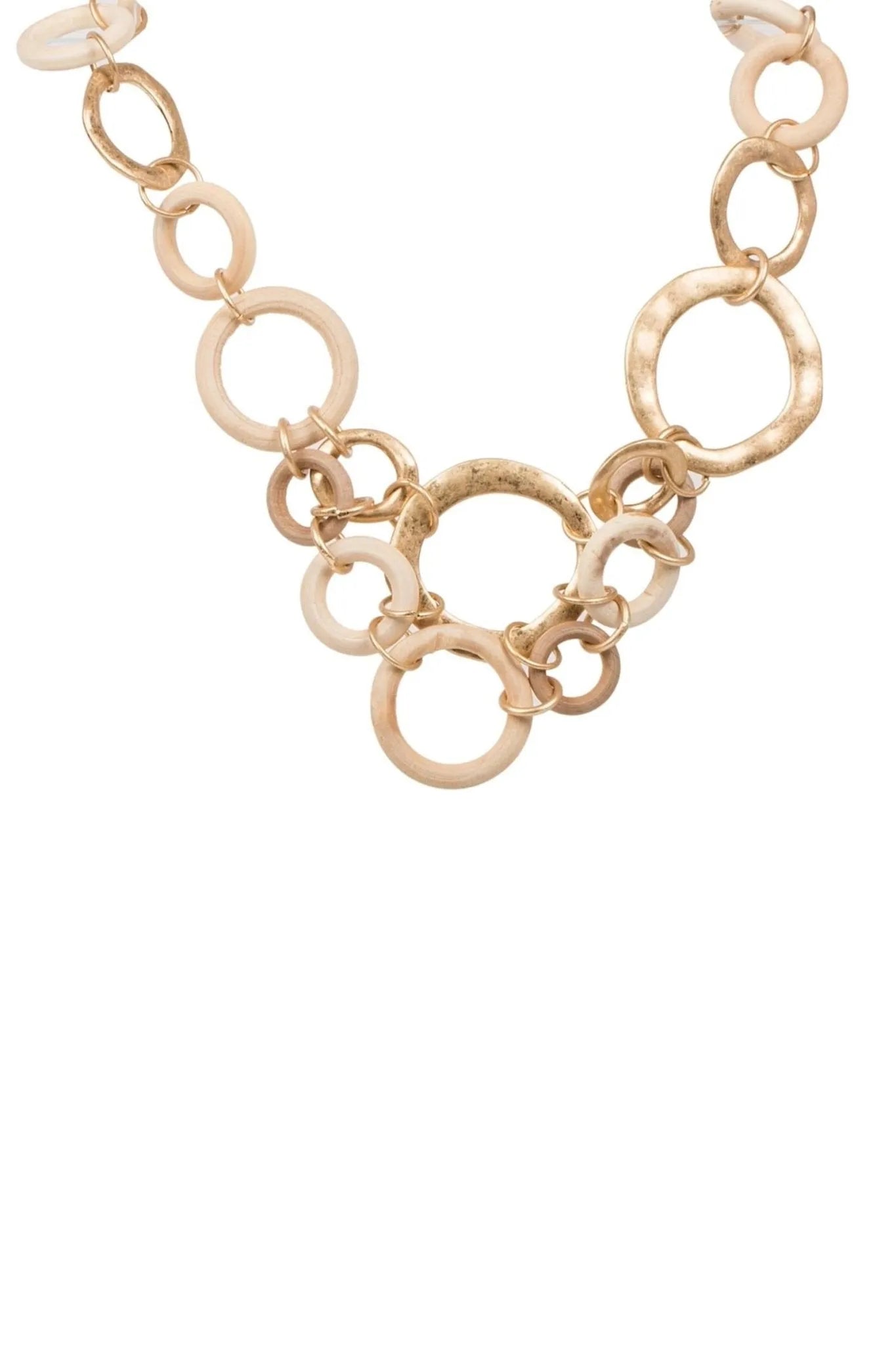 Handmade Brass and Wood Hoop Necklace for Women - Boho Chic Jewelry - Perfect for Everyday Wear, Parties & Gifts
