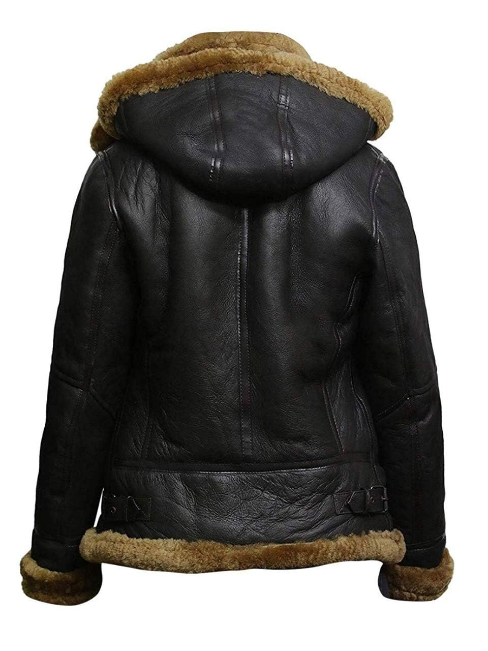 Genuine Leather Aviator Bomber Jacket for Women with Real Shearling Lining - Warm Winter Flight Hoodie (Black) | Perfect for Outdoor Adventures, Travel & Casual Streetwear