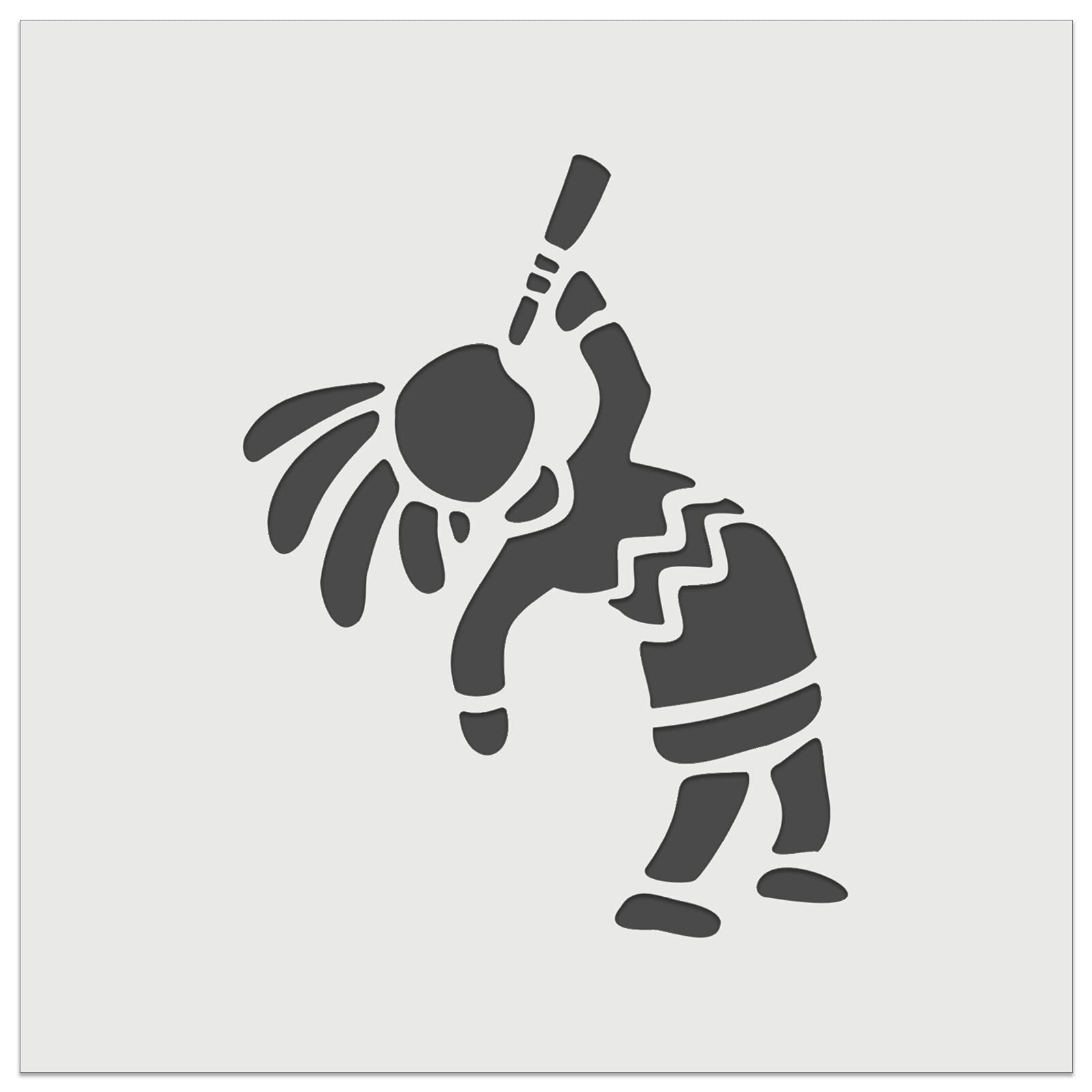 Southwestern Style Tribal Kokopelli Fertility Deity Wall Stencil - 7 Inch Reusable DIY Cookie & Craft Template for Home Decor, Art Projects, and Baking