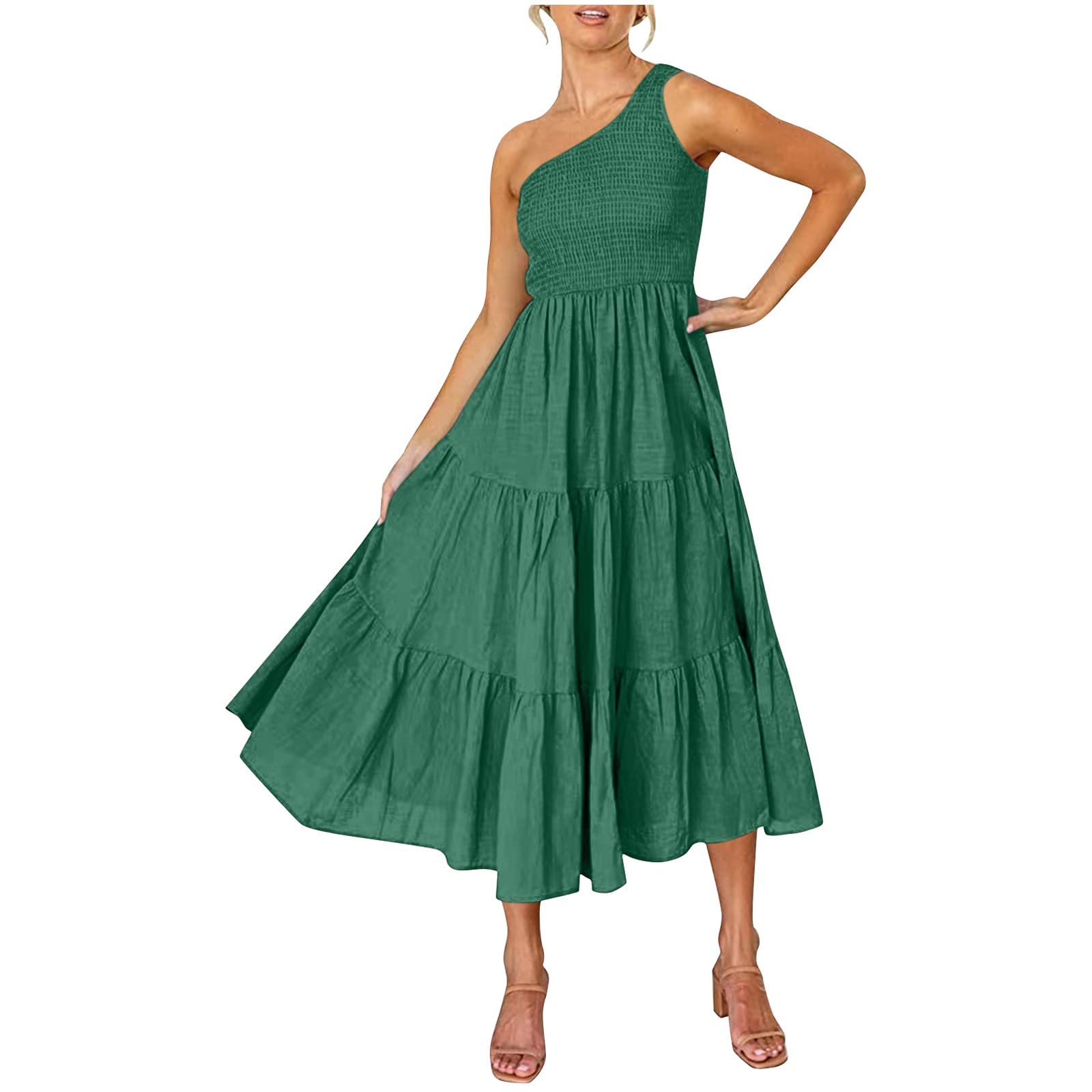 Mebamook Women's Ruffle Maternity Dress - Floral Bohemian Gingham Cocktail Dress for Wedding, Party & Evening Wear, Spring & Summer Fashion, Sizes S-2XL, Blue Boho Style
