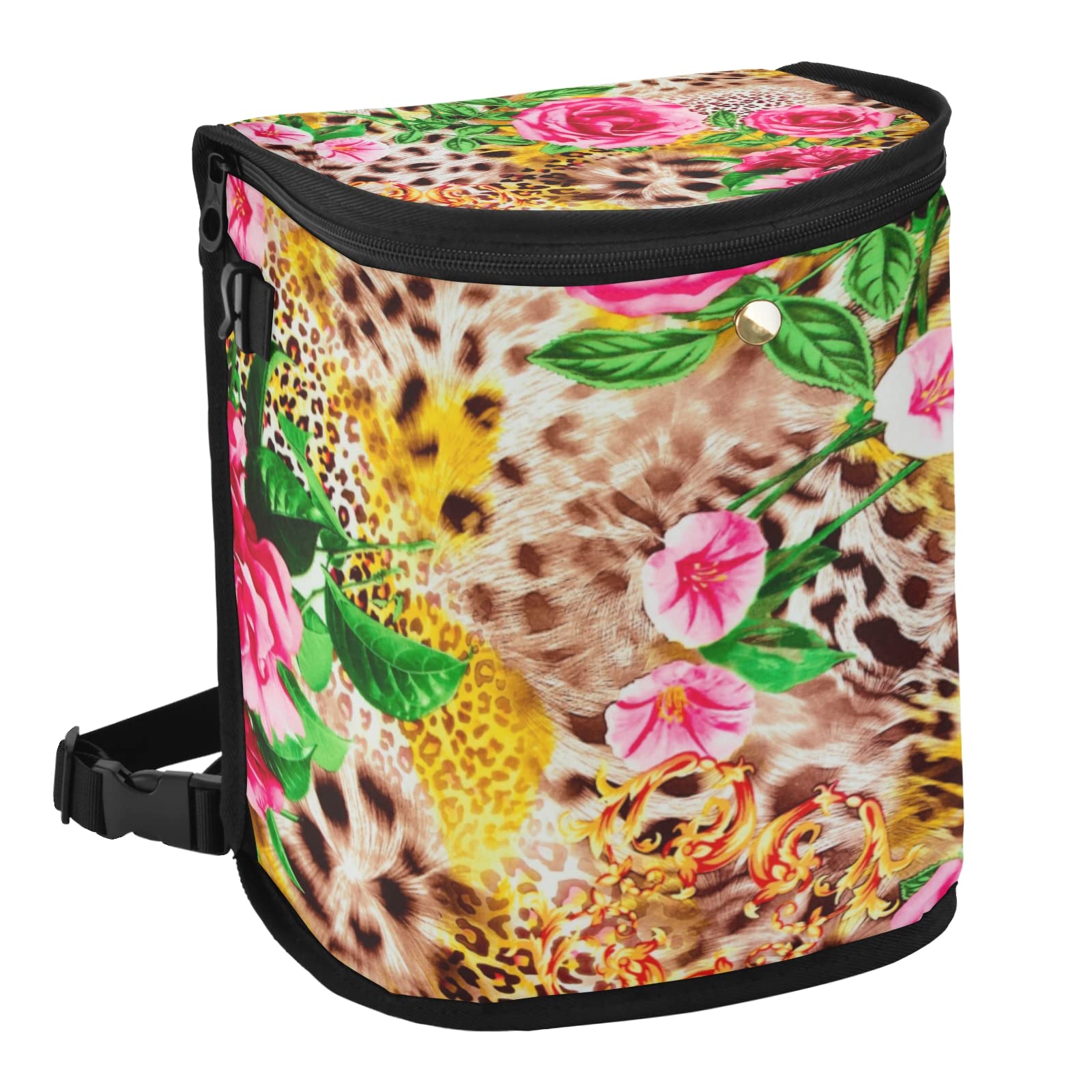 J JOYSAY Leopard Print Collapsible Hanging Car Trash Can - Portable Leakproof Car Garbage Bin for Travel, Road Trips & Daily Commute - Perfect for Drivers, Families & Road Trips (Large Capacity)
