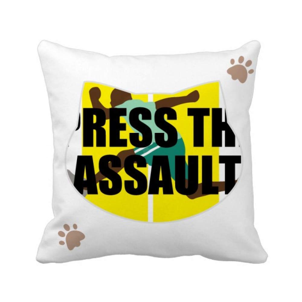 Assault Cat Throw Pillow Cover - Funny Gamer Decor for Bedroom & Gaming Room - Square Cushion Case with Hilarious Video Game Dialogue - Perfect for Gamers & Cat Lovers