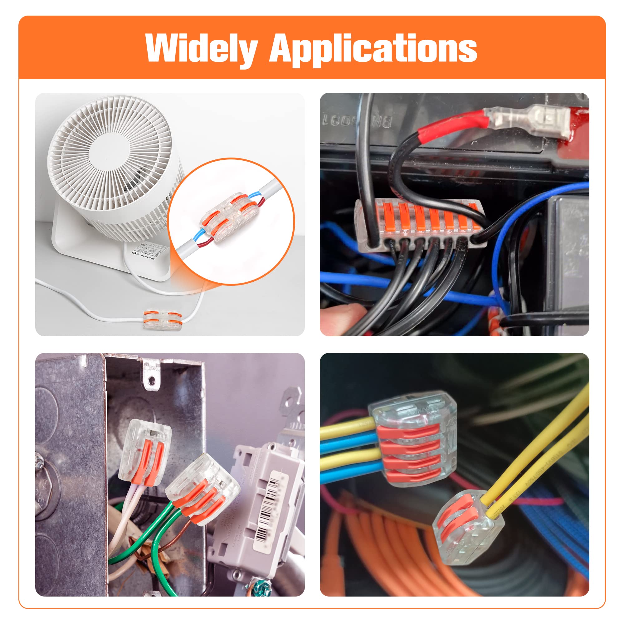 Kuject 150PCS Lever Wire Nut Connectors Kit - 2/3/4/5/8 Conductor Push-in Electrical Connectors for AWG 28-12 Wires - Quick Splice Wire Connectors with 2 Circuit Inline Splices - Ideal for Home Wiring, Electrical Repairs and DIY Projects