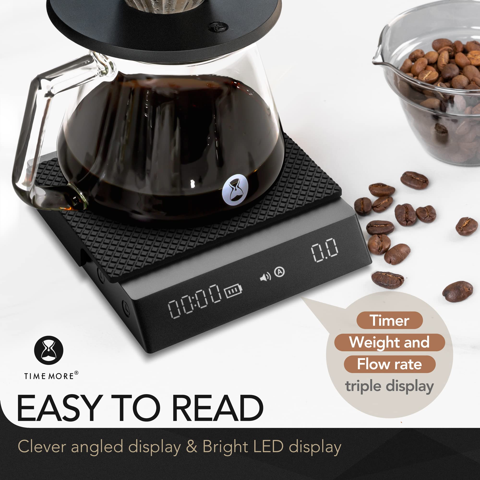 TIMEMORE Black Mirror Nano Digital Coffee Scale with Timer - 2000g/0.1g Precision Espresso Scale with Auto Timing & Flow Rate Measurement for Pour Over, Drip Coffee, French Press & Cold Brew - Perfect for Home Baristas & Coffee Shops