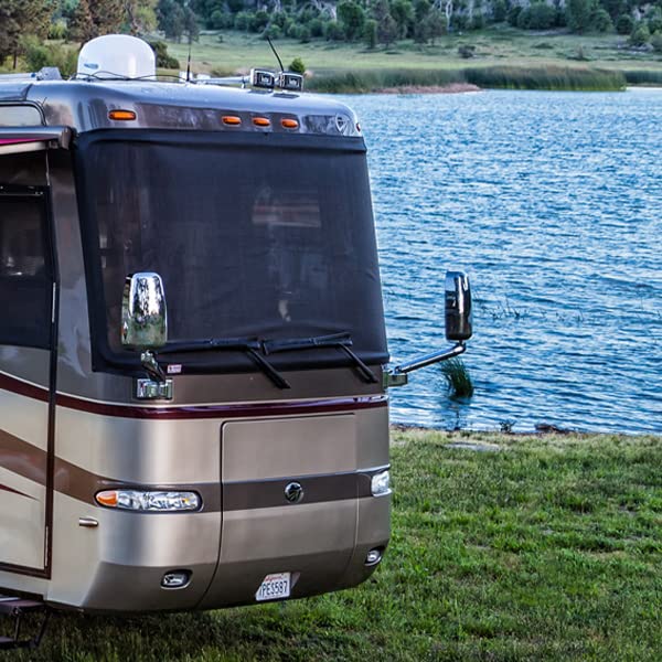 ShadePro RV Windshield Sunshade - Universal Front Window Cover for Class A Motorhomes & Holiday Rambler RVs | Blocks UV Rays & Heat | Includes Driver & Passenger Side Covers | Perfect for Summer Travel & Outdoor Camping