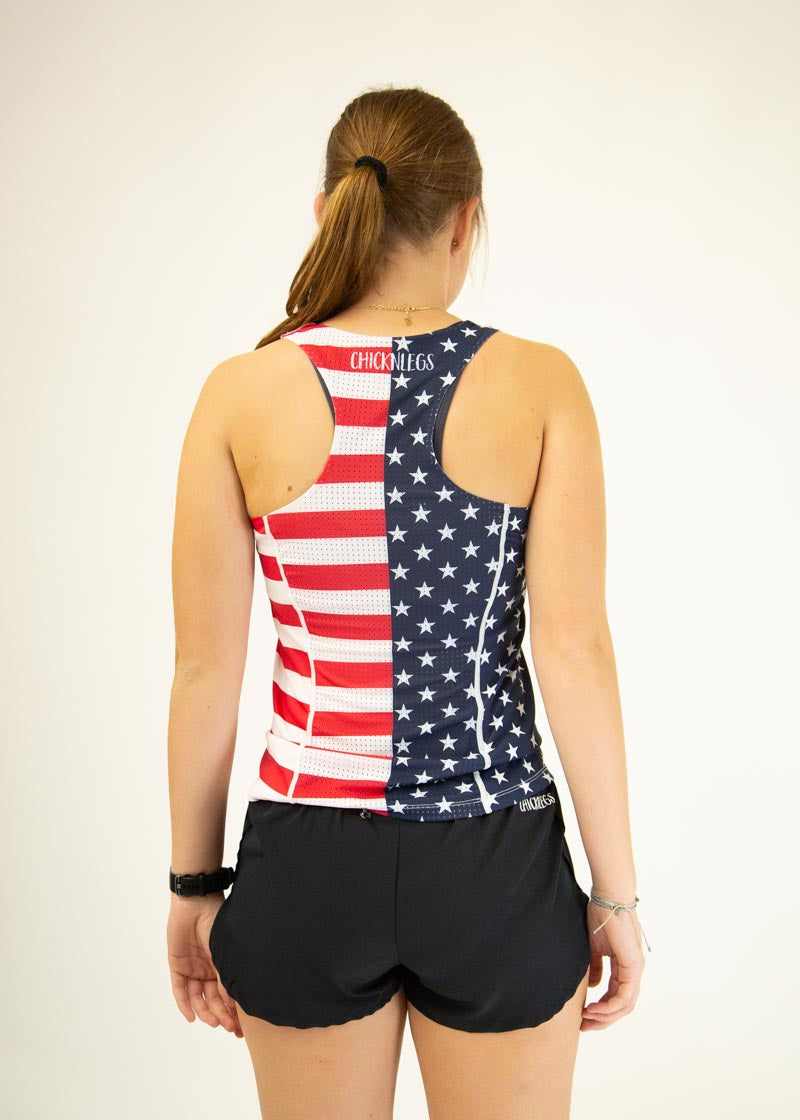Women's USA Performance Singlet - Breathable Workout Tank Top for Running, Gym & Fitness - Comfortable Athletic Sleeveless Shirt for Women