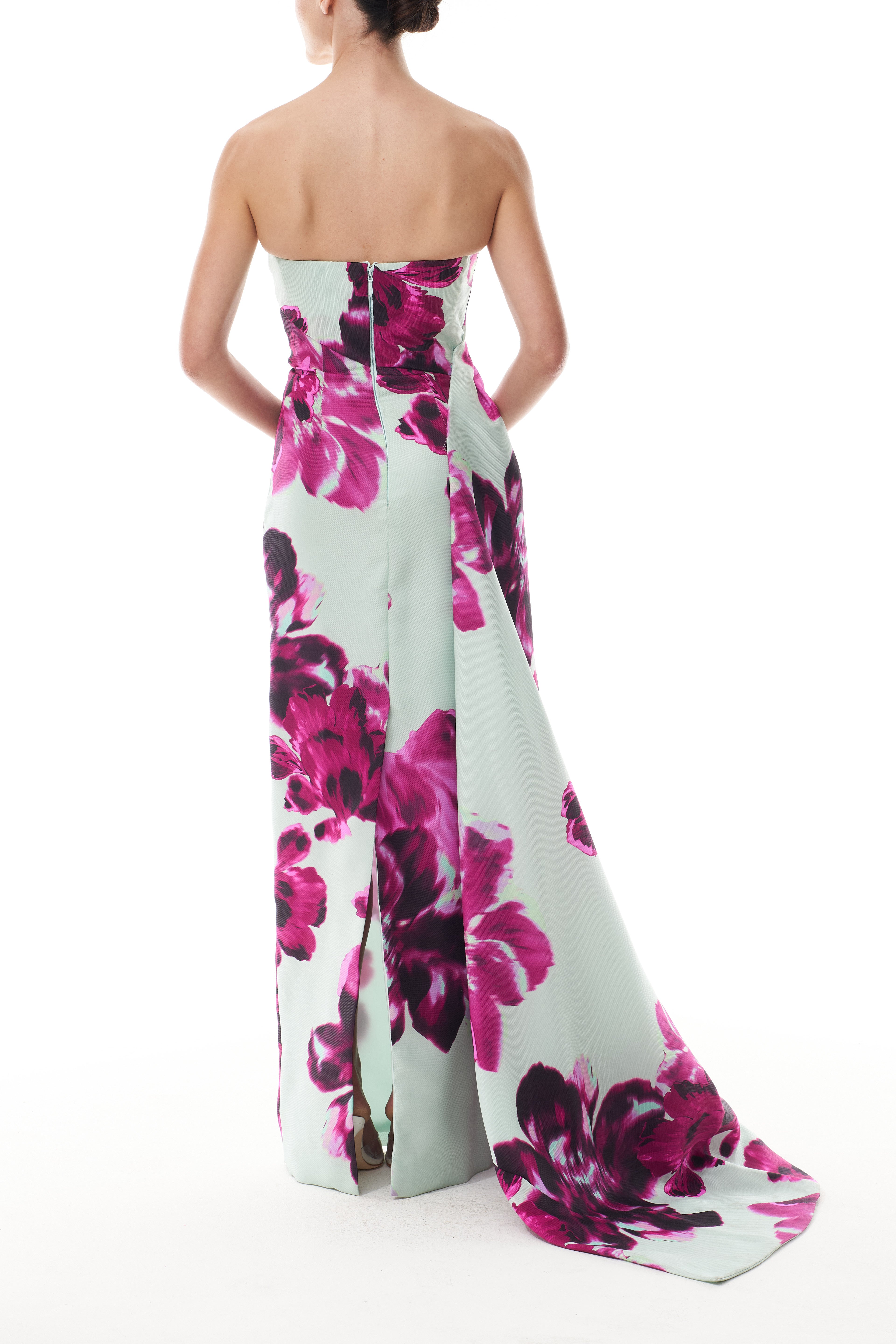 Elegant Electric Floral Column Gown for Women - Formal Evening Dress for Prom, Wedding & Special Occasions