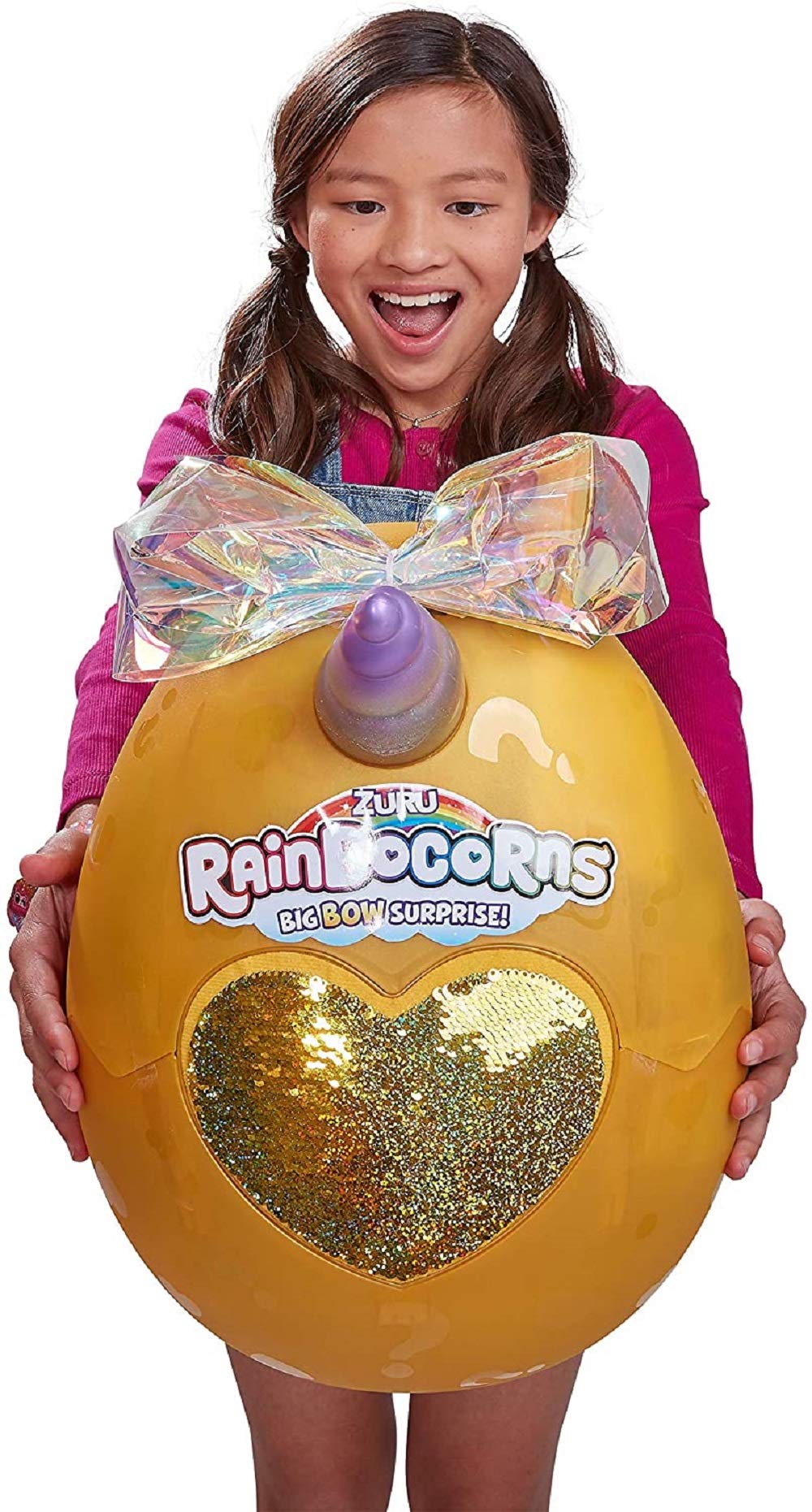 Rainbowcorn Giant Big Bow Surprise Mystery Egg with 25+ Fun Surprises by Zuru - Perfect for Kids Birthday Gifts & Llama Lover Collectibles