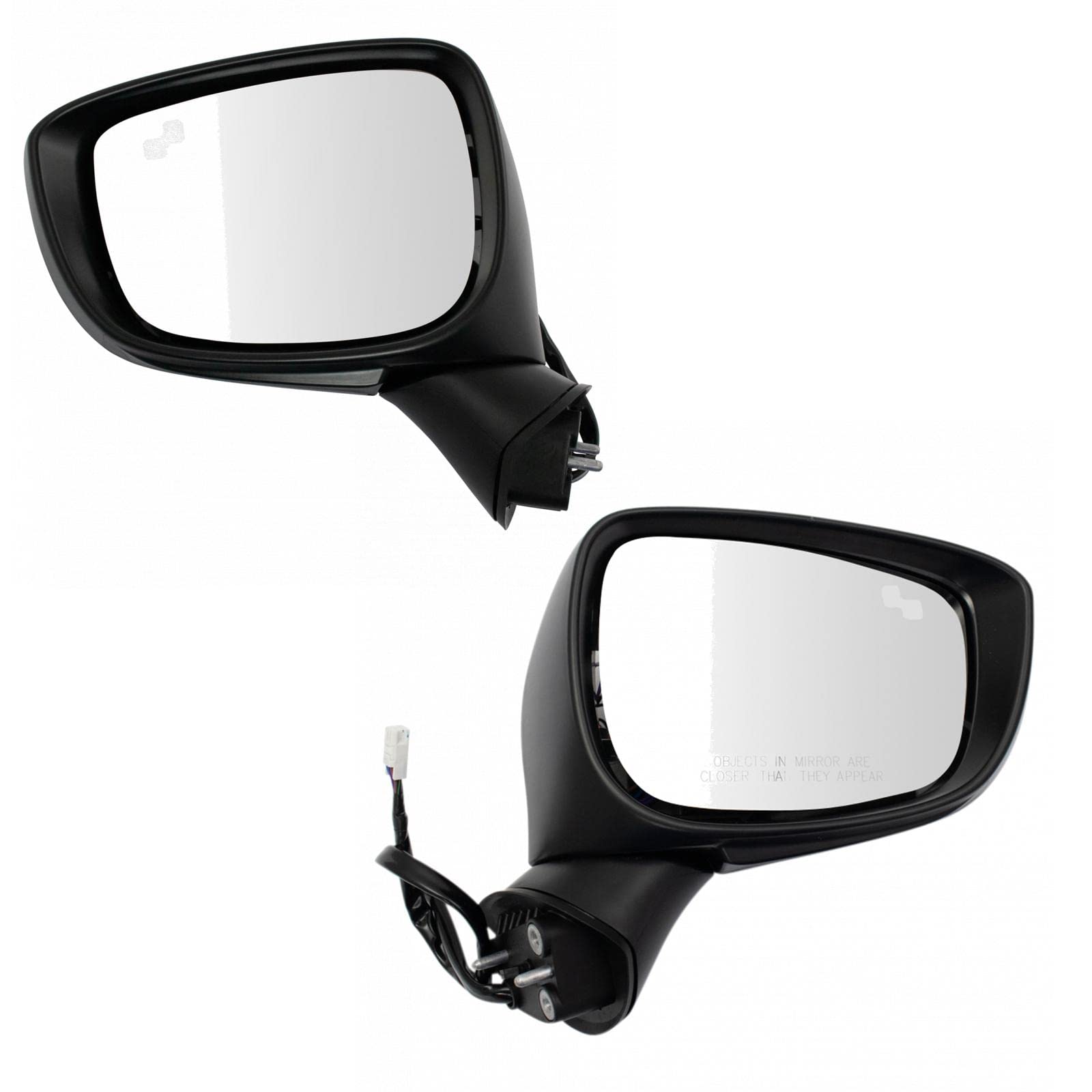 TRQ Heated Side Mirror Set with Blind Spot Detection - Compatible with 2016-2021 Mazda CX-3 (Driver & Passenger Side) - MA1320217, MA1321217, MA1324113 - Perfect for Winter Driving & Enhanced Safety