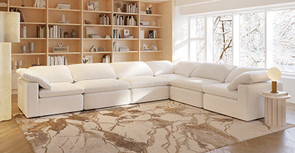 6-Seat Aspen Modular Corner Sectional Sofa - Modern L-Shaped Couch for Living Room, Family Room & Home Theater - Soft Fabric Upholstery with Reversible Chaise