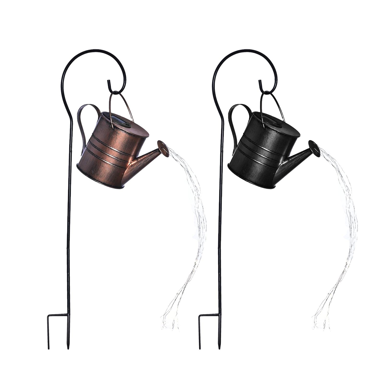 Solar Powered LED Watering Can Outdoor Lights - Waterproof Fairy String Lights with Bracket for Garden, Patio, Yard, Lawn & Metal Statues Decor | Perfect for Pathway Lighting, Landscape Accents & Backyard Ambience