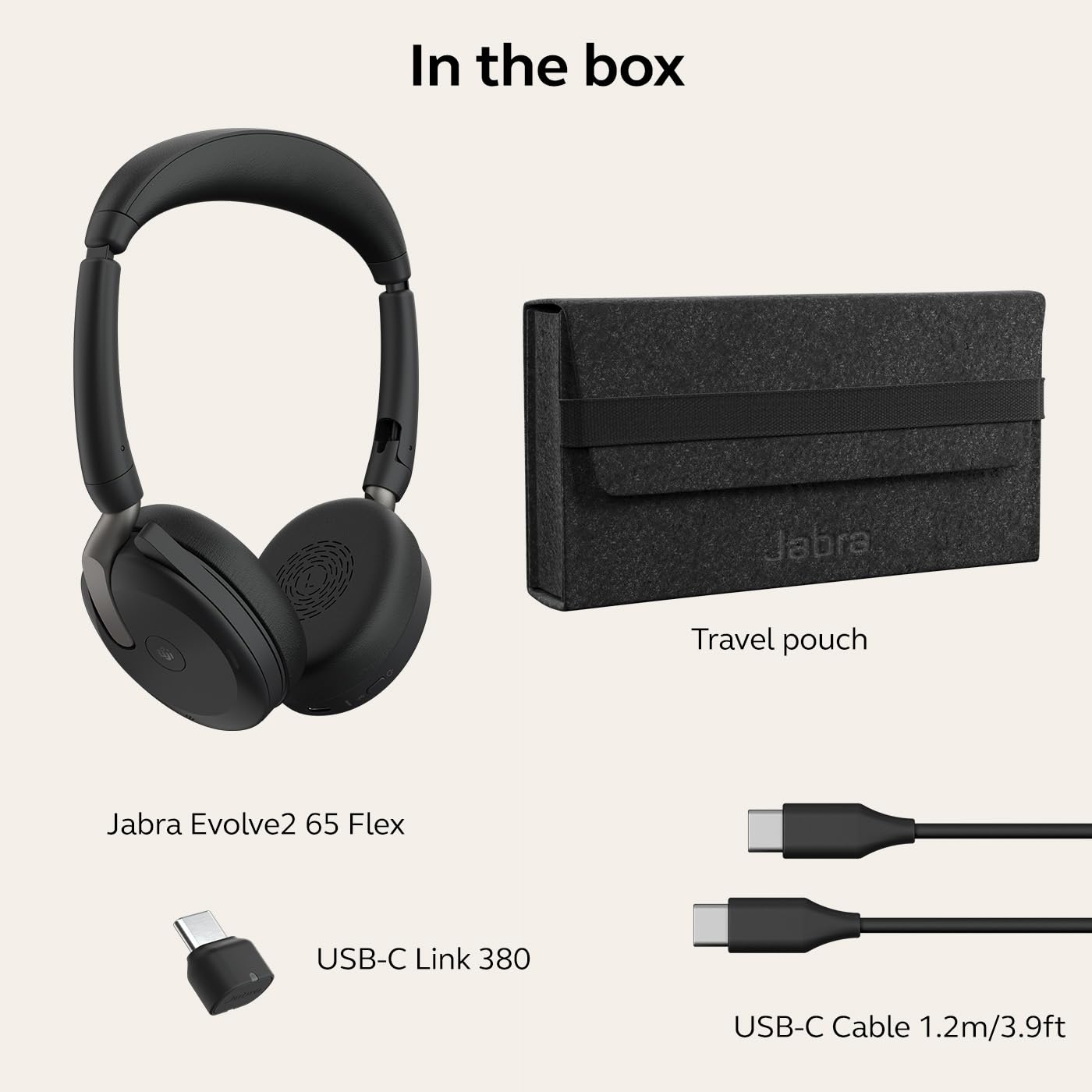Jabra Evolve2 65 Flex Wireless Stereo Headset with Bluetooth - Noise Cancelling ClearVoice Technology & Hybrid ANC - Microsoft Teams Certified (Black) - Perfect for Remote Work, Online Meetings & Office Use