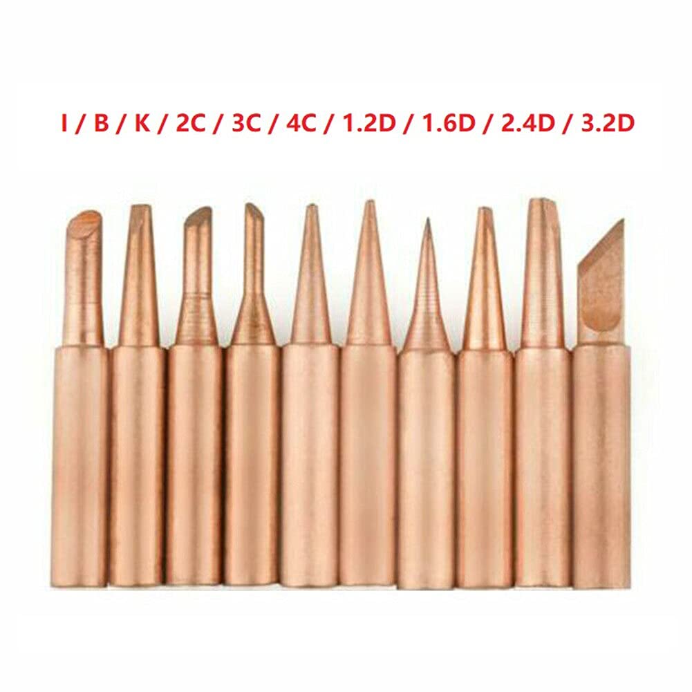 10pcs Pure Copper Soldering Iron Tips Replacement Set for M.C Series - High-Quality Welding Tool Accessories for Electronics Repair and DIY Projects