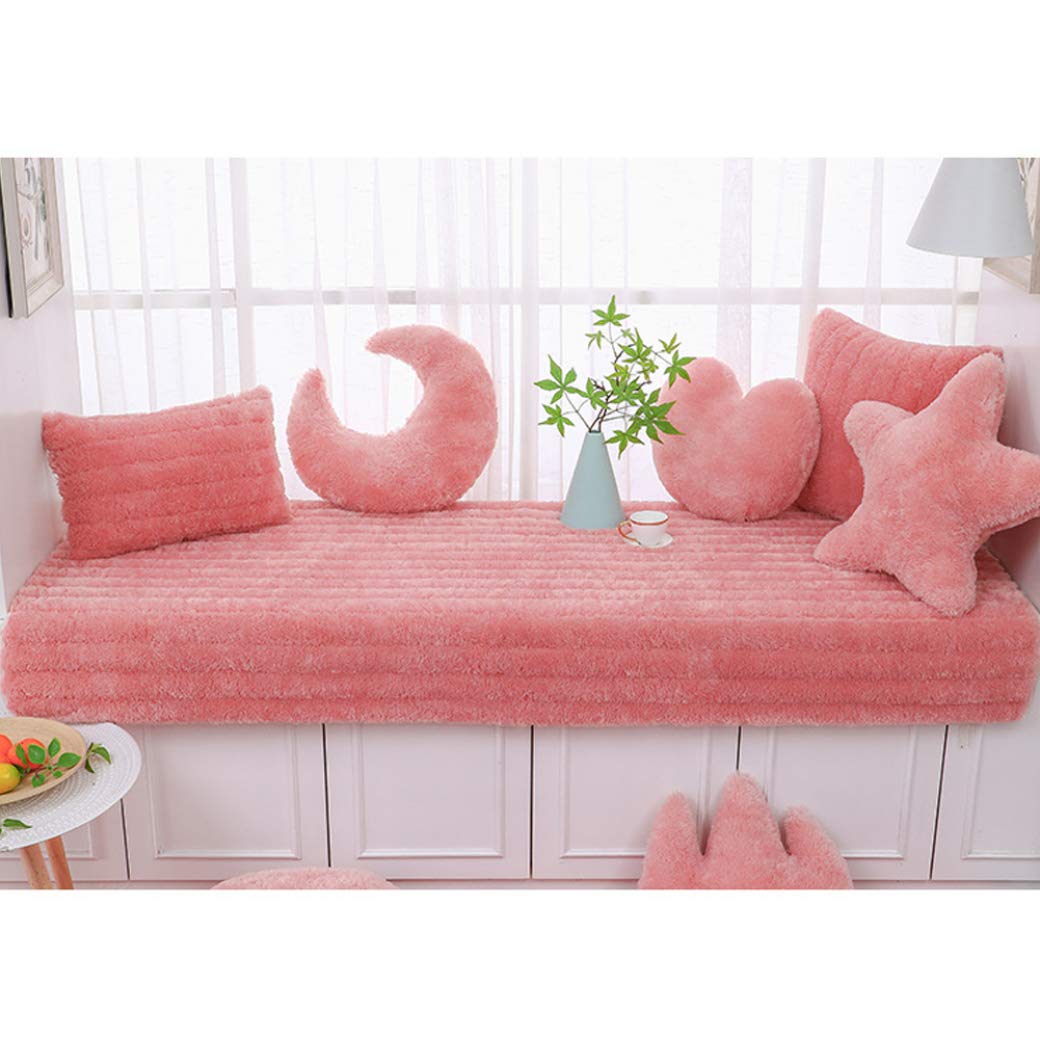 **Pink Shaggy Plush Bay Window Cushion - Non-Slip Floor Carpet & Tatami Mat for Bedside, Girls Bedroom & Living Room Decor - Soft & Cozy for Reading Nooks, Pet Beds & Nursery Play Areas**
