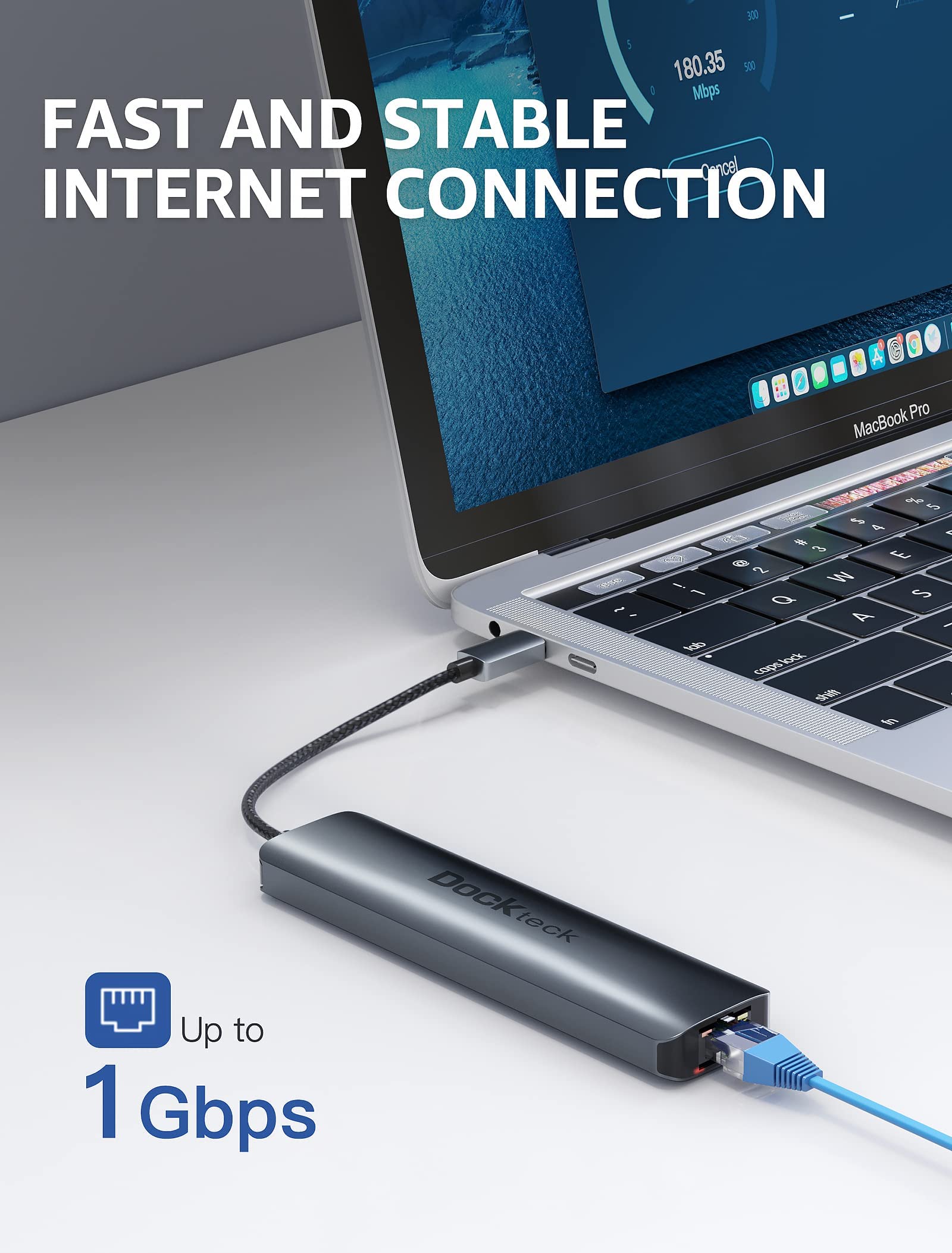 Dockteck 7-in-1 USB C Hub with 4K@60Hz HDMI & 5-in-1 USB-C Adapter - Aluminum Portable Laptop Docking Station for MacBook Pro/Air, iPad Pro, Dell XPS - Perfect for Home Office, Travel & Multi-Screen Setup