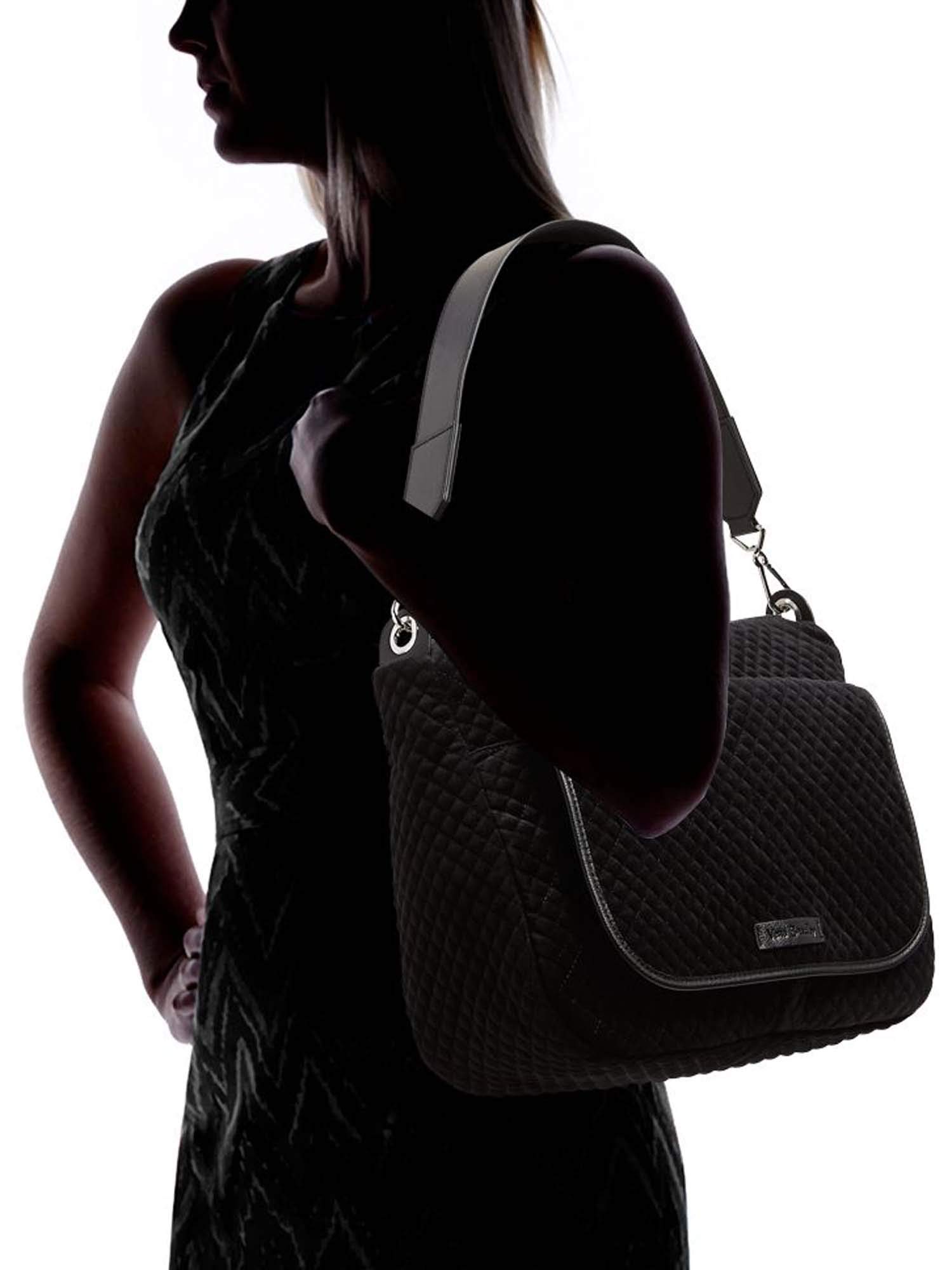 Vera Bradley Carson Shoulder Bag in Black Velvet - Stylish Crossbody Purse for Women, Perfect for Work, Travel & Everyday Use