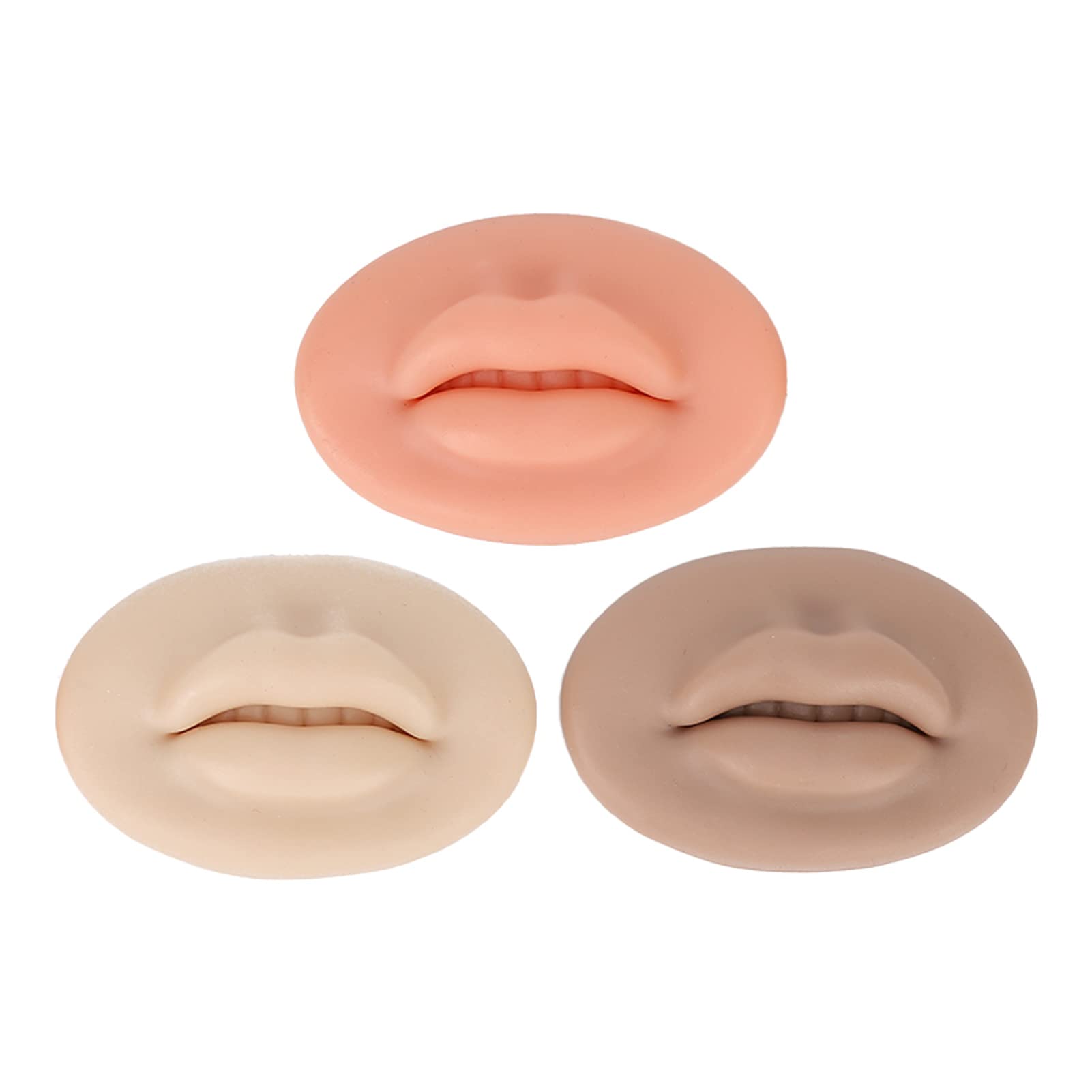EXCLUZO 3pcs Realistic 3D Open Mouth Silicone Tattoo Practice Lips - Fake Skin for Semi Permanent Makeup Training (3.0x2.1x0.8in) - Perfect for Beginners, Tattoo Artists & Beauty Professionals