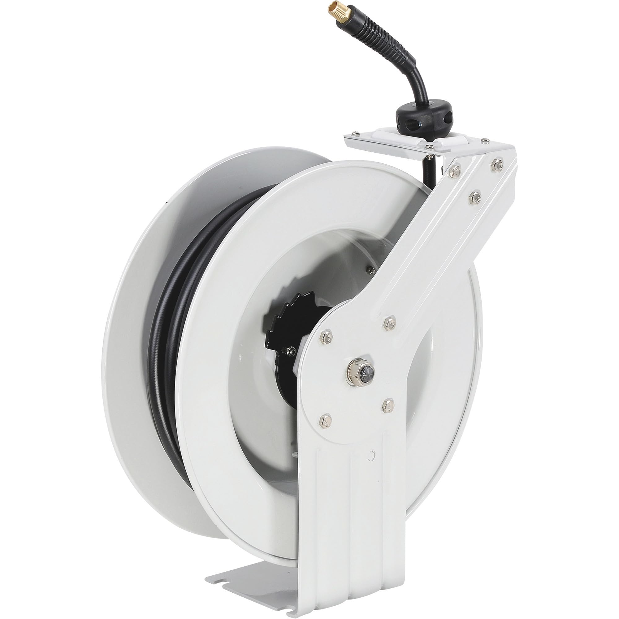 Klutch Auto Rewind Air Hose Reel with 3/8in. x 50ft. Hybrid Polymer Hose - 300 Max PSI - Heavy Duty Retractable Air Compressor Hose Reel for Garage, Workshop & Automotive Use