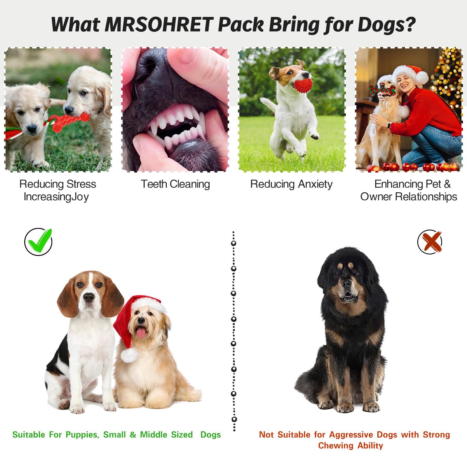 9 Pack Christmas Dog Toys - Rope, Chew, Plush & Squeaky Toys for Teething Puppies & Small Medium Dogs | Stocking Stuffers Gift Set with Bag for Holiday Playtime & Training