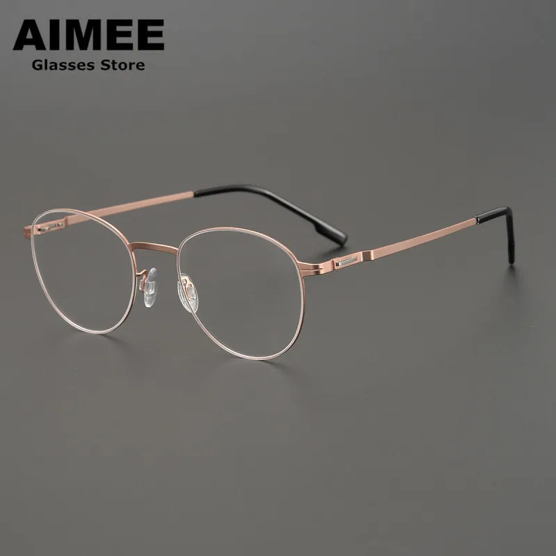 Aimee Women's Full Rim Oval Round Stainless Steel Eyeglasses Frame 12341 - Lightweight & Durable for Work, Reading, and Fashion Accessories