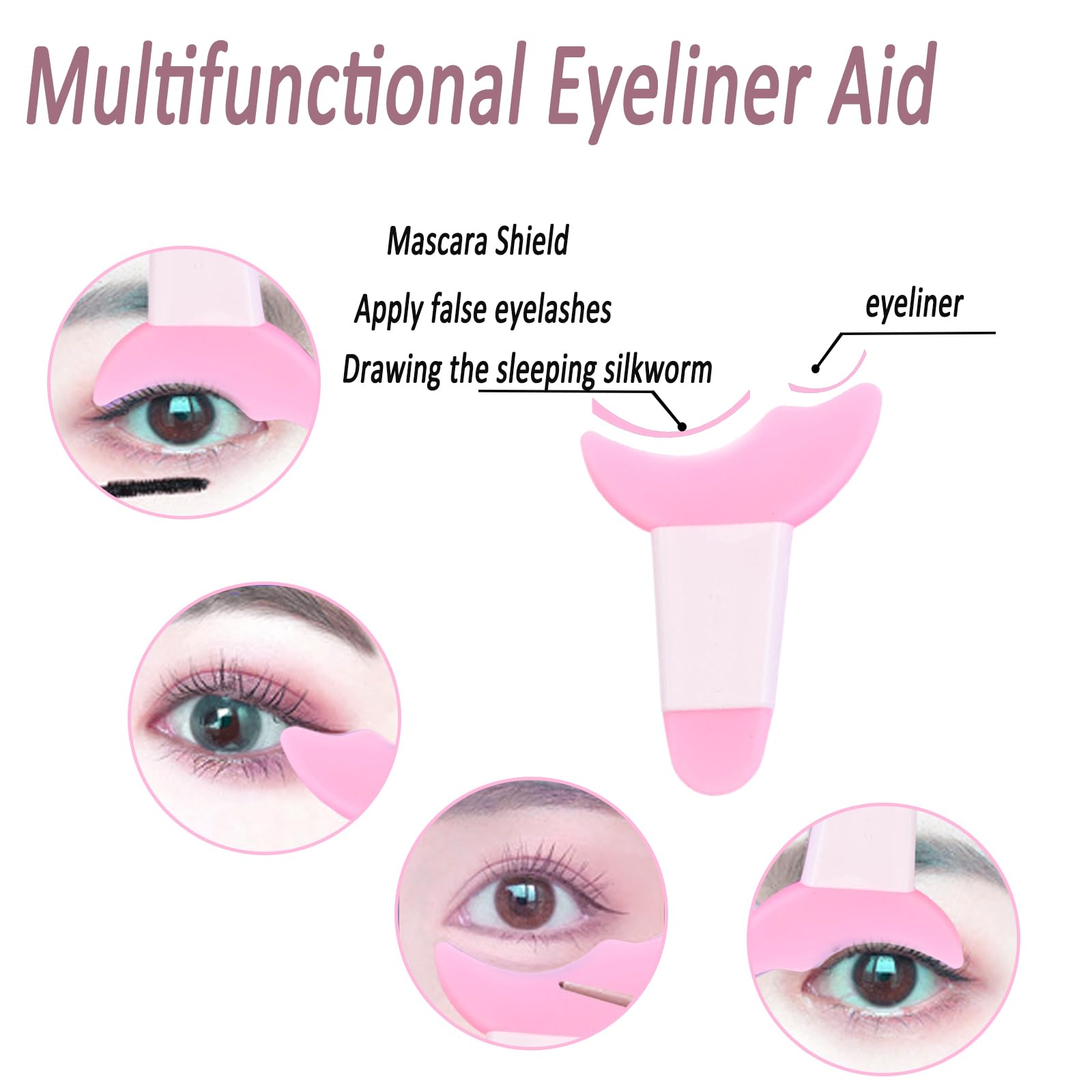 3PCS Silicone Eyeliner Stencils & Mascara Shield - Multifunctional Makeup Tool for Eyeshadow, Lipstick & Winged Eyeliner | Beginner-Friendly Eyeliner Guide (Pink) | Perfect for Daily Makeup, Professional Salon Use & Travel Beauty Essentials - FMOYSIEN