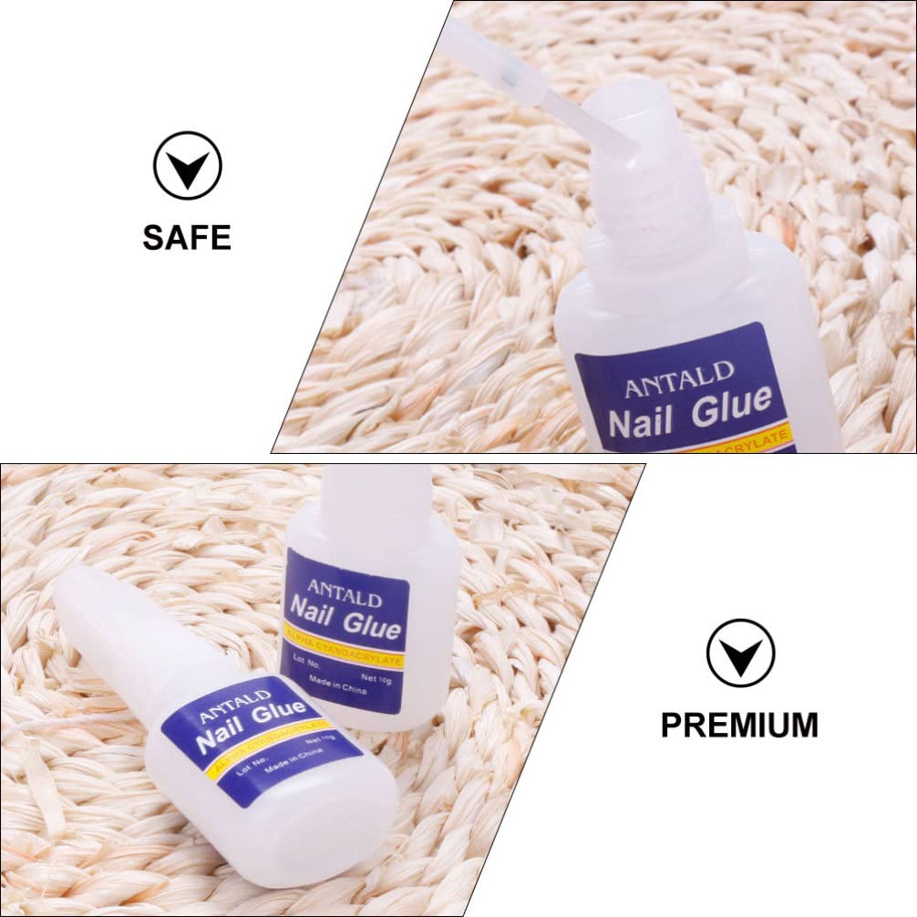 FOMIYES 10 Pack Fast Drying Nail Glue for Artificial Nails - Nail Repair Bond, Manicure Art Glue with Brush, Liquid Acrylic for Nail Extensions & Fixing - Perfect for Home Salon, DIY Nail Art & Professional Use