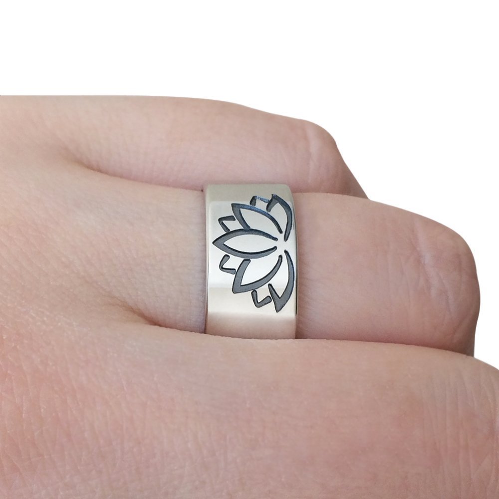 Sterling Silver Lotus Flower Ring for Women - Elegant Yoga Jewelry for Meditation & Spiritual Healing