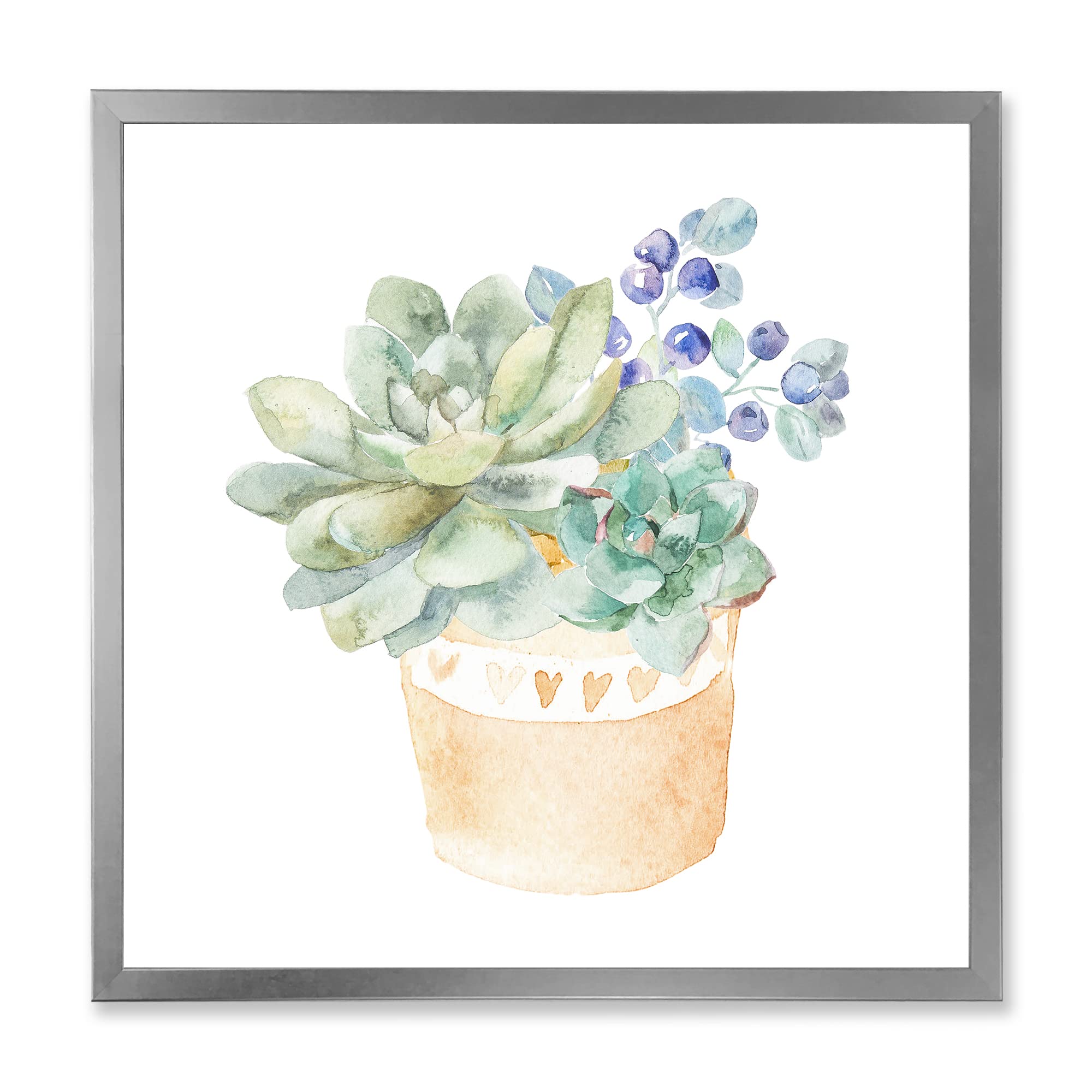 Succulent Flower in Terracotta Pot - Traditional Framed Wall Art Decor for Home, Office & Gift | Perfect for Living Room, Bedroom & Interior Design