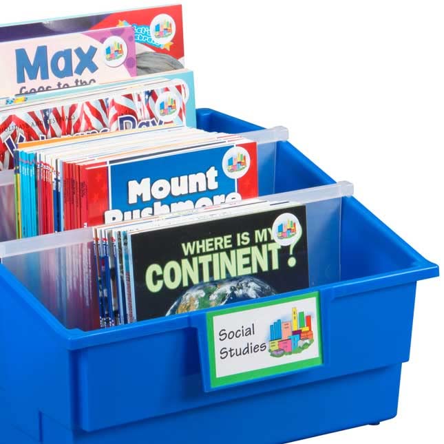 Really Good Stuff 4-Pack Single-Color Picture Book Classroom Library Bins With Dividers - Perfect for Organizing Kids' Books in Preschool, Elementary School & Home Learning Spaces