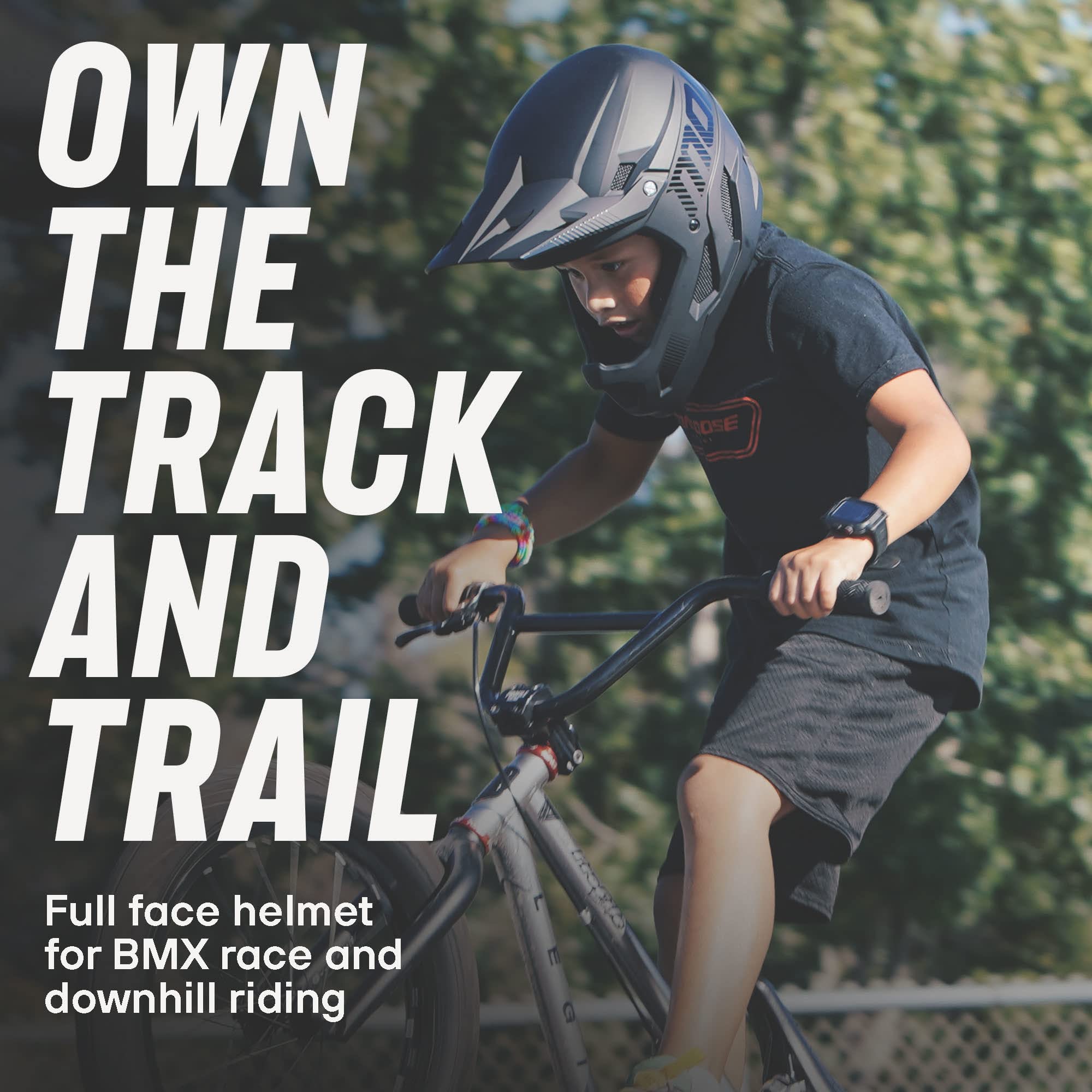 Mongoose Title Full Face Team Issue Bike Helmet for Youth & Adults - Adjustable 47-62cm Head Circumference - MTB, BMX & Downhill Cycling Safety Gear - Perfect for Trail Riding, Mountain Biking & Extreme Sports