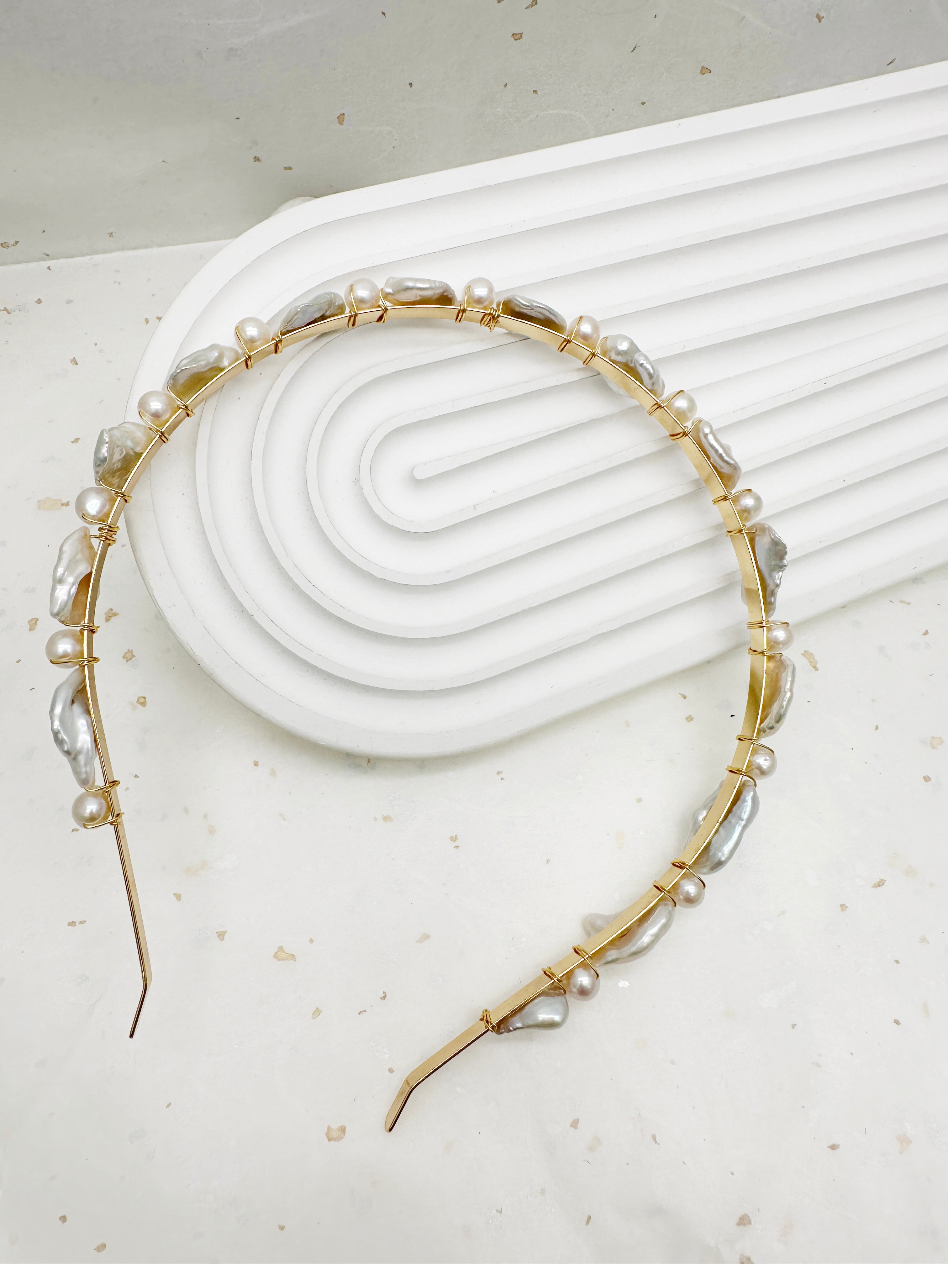 Handmade Irregular Freshwater Pearl Hair Band LH002 - Elegant Boho Hair Accessory for Weddings, Parties & Everyday Wear