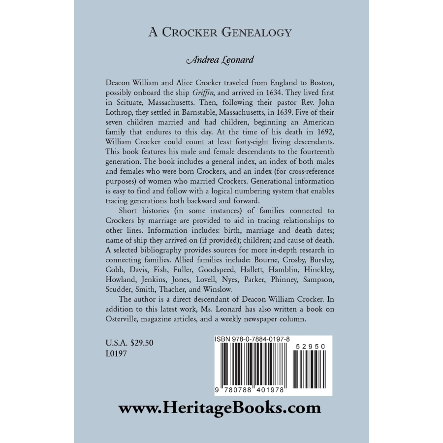 Crocker Genealogy Book - Discover Your Family History & Ancestry Roots | Perfect for Genealogy Research, Family Tree Projects & Historical Records