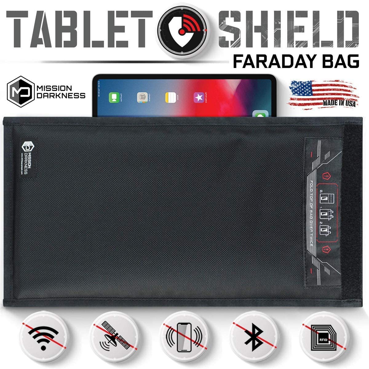 Mission Darkness Faraday Bags for Keyfob, Phone, Tablet & Laptop - RF Shielding, EMF Protection, Anti-Tracking - Secure Your Devices from Hacking & Spying (Perfect for Travel, Privacy Protection & EMP Safety)