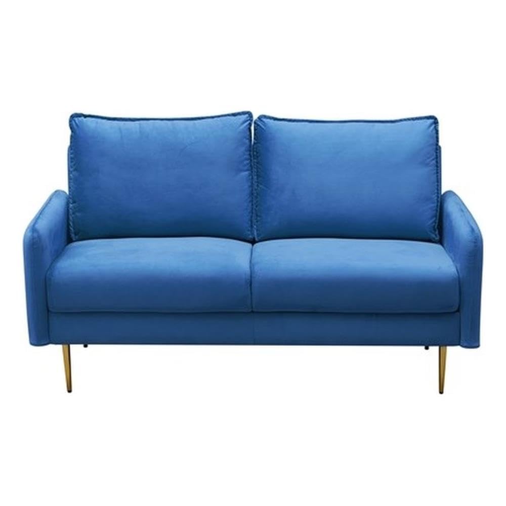 Almor Velvet Loveseat Sofa for Living Room - Prussian Blue Velvet Upholstery | Small Space Furniture, Cozy Seating for Couples, Home Decor