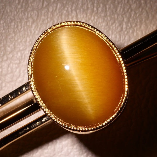 18K Yellow Gold Tiger Eye Tie Pin for Men - Elegant Lapel Pin Jewelry for Formal Wear, Weddings & Business Events