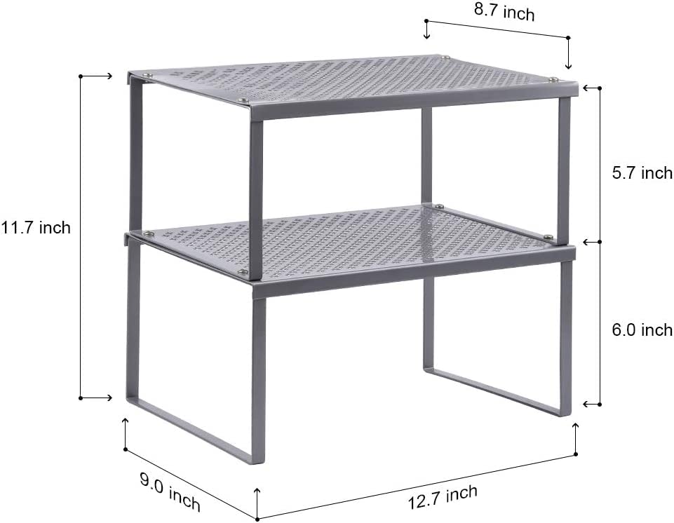 MOOACE Stackable Expandable Kitchen Cabinet Organizer Set of 4 - Silver Spice Rack Shelf for Pantry, Countertop & Cabinet Storage | Perfect for Organizing Spices, Cans & Kitchen Supplies