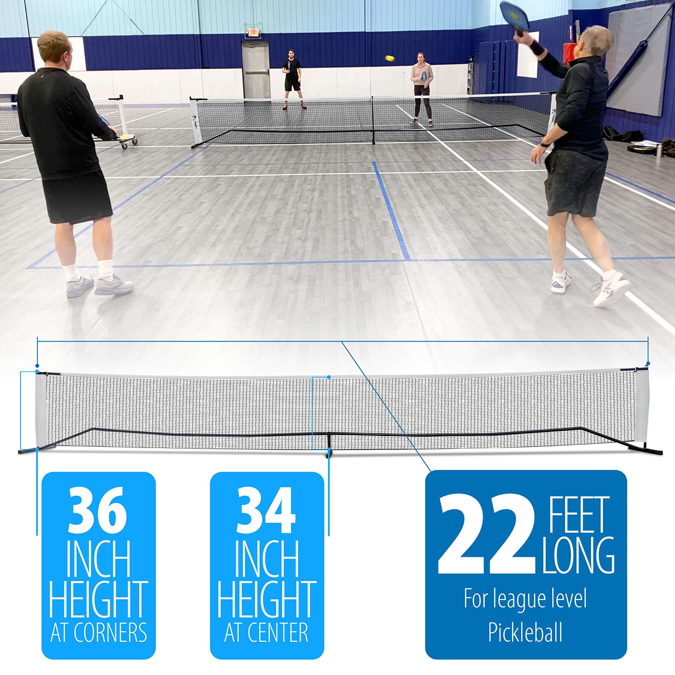 Premium 3-in-1 Portable Pickleball Set - Regulation Size Net, 4 USAPA Approved Carbon Fiber Paddles & 4 Balls | Complete Indoor/Outdoor Game Equipment for Backyard, Beach, Park & Court Play