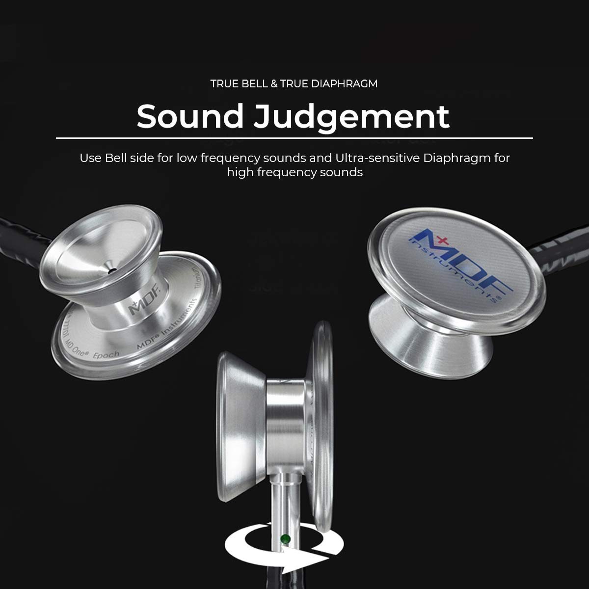 MDF Instruments MD One Epoch Stethoscope - Lightweight Titanium Dual Head Adult Stethoscope with Black Tube & Titanium Blue Capridium Chestpiece (MDF777TCD11) | Free-Parts-for-Life | Ideal for Doctors, Nurses, Medical Students & Healthcare Professionals