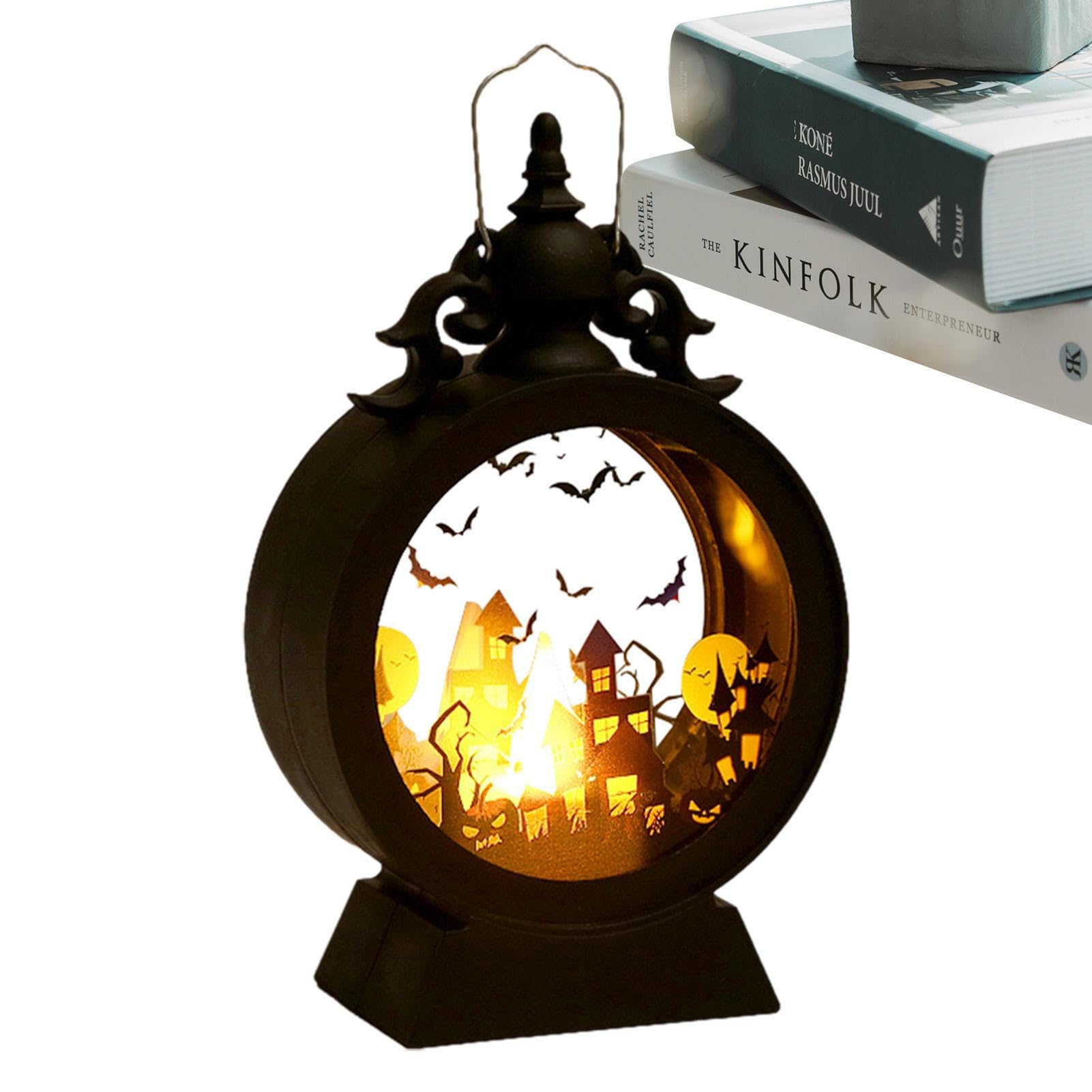 Vintage LED Halloween Pumpkin Candle Lantern - Spooky Scary Scene Lights for Indoor Decor, Hanging Lantern Gift | Perfect for Halloween Party Decorations, Haunted House Themes & Outdoor Pathway Lighting