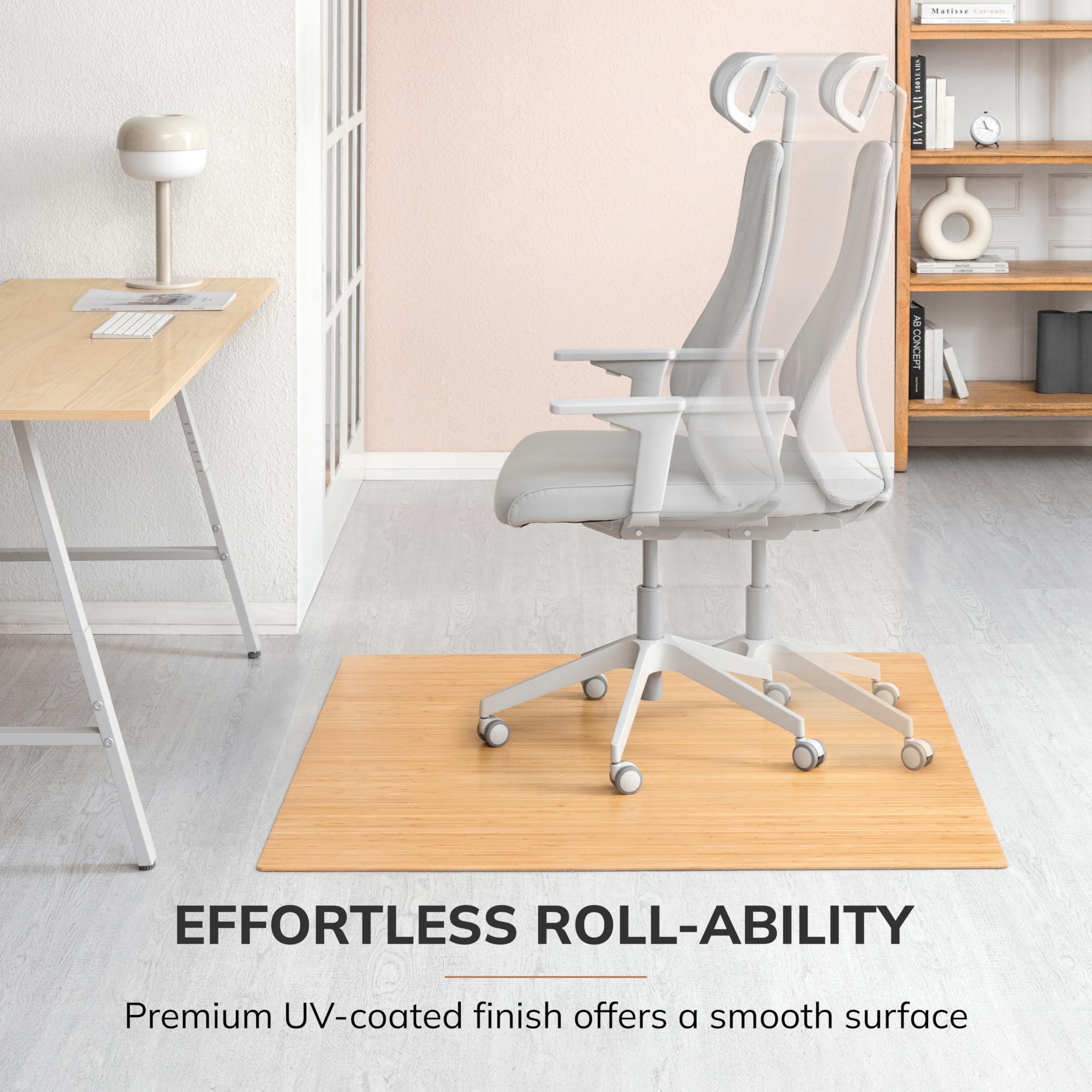 Premium Bamboo Chair Mat - 5mm Thick, Heavy Duty & Anti-Slip for Hardwood Floors - Office & Home Floor Protector - Ideal for Workspaces, Gaming Setups, and Home Offices