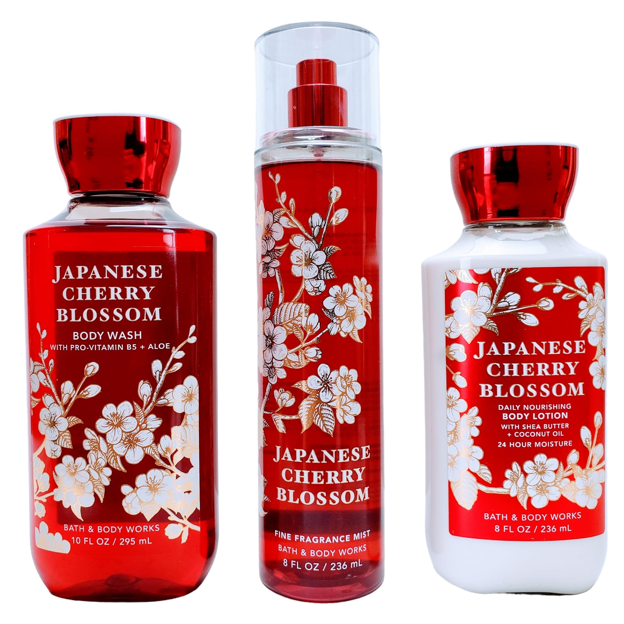 Bath & Body Works Japanese Cherry Blossom Gift Set - 10 oz Shower Gel, 8 oz Fragrance Mist & 8 oz Body Lotion | Floral Scented Bath & Body Care for Women, Perfect for Gifts, Self-Care & Relaxation